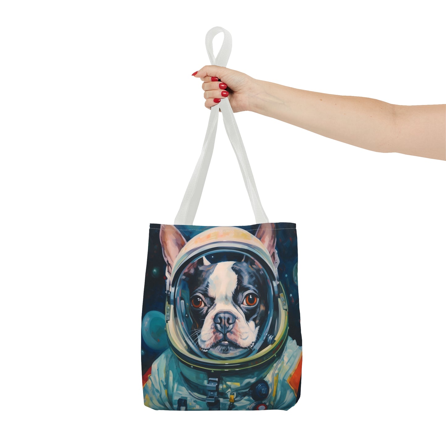 space art boston terrier tote bag