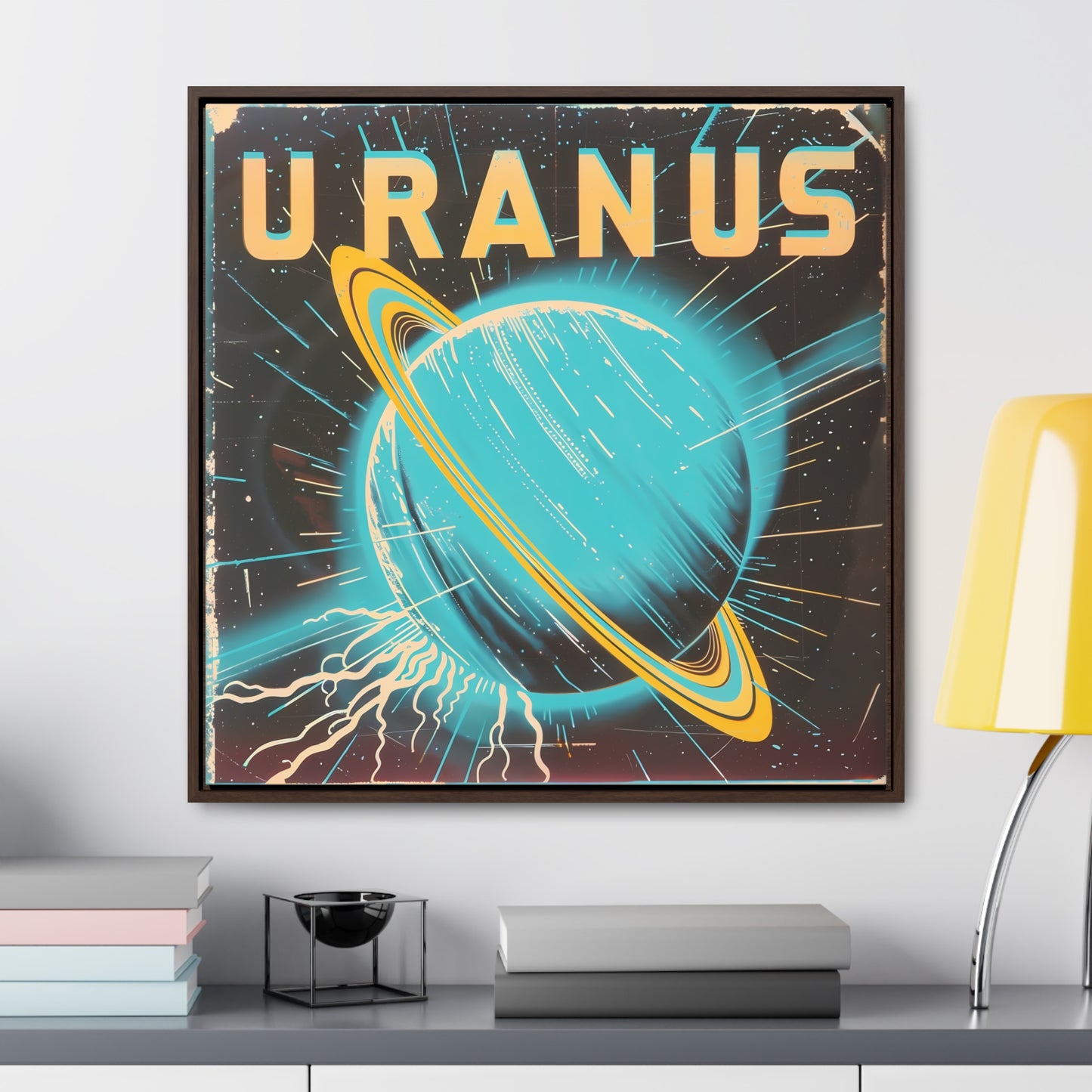 planet uranus space art framed portrait print