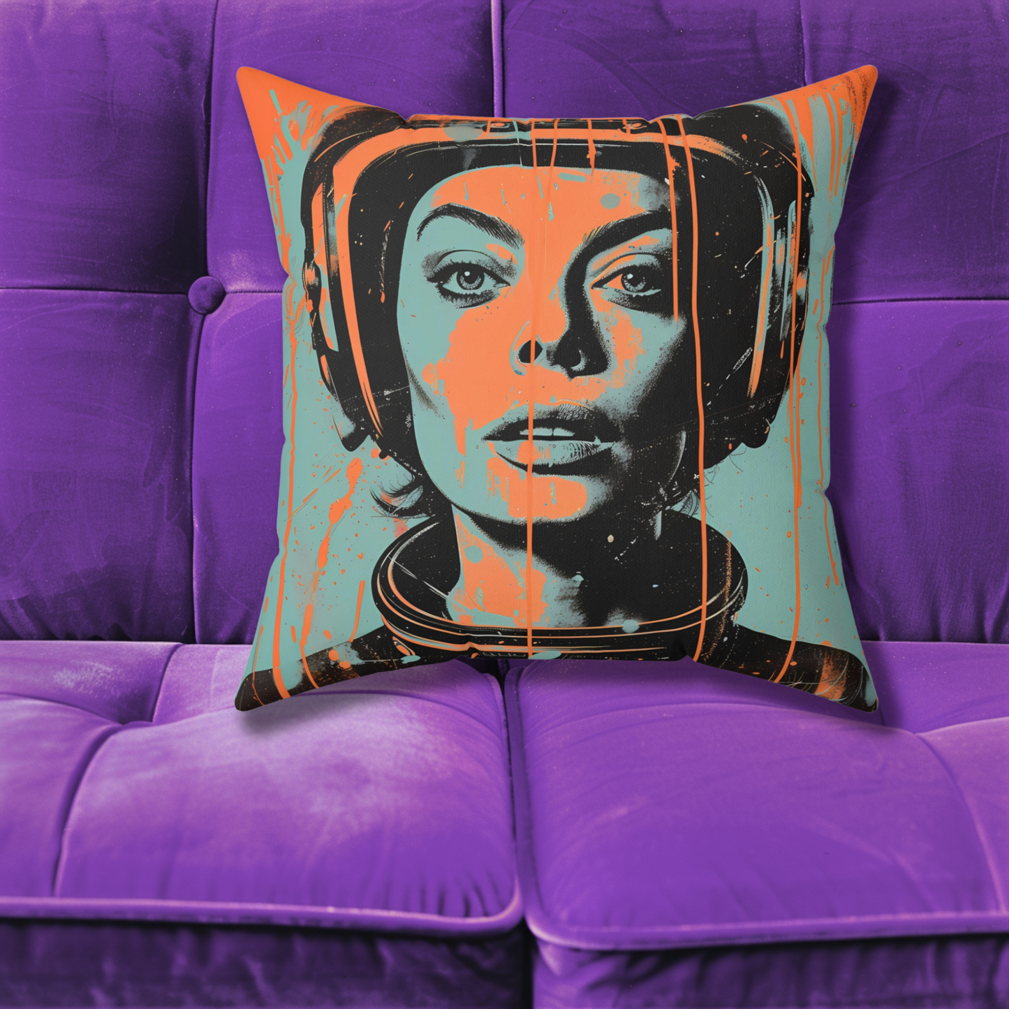astro cadet space art faux suede pillow margo robbie