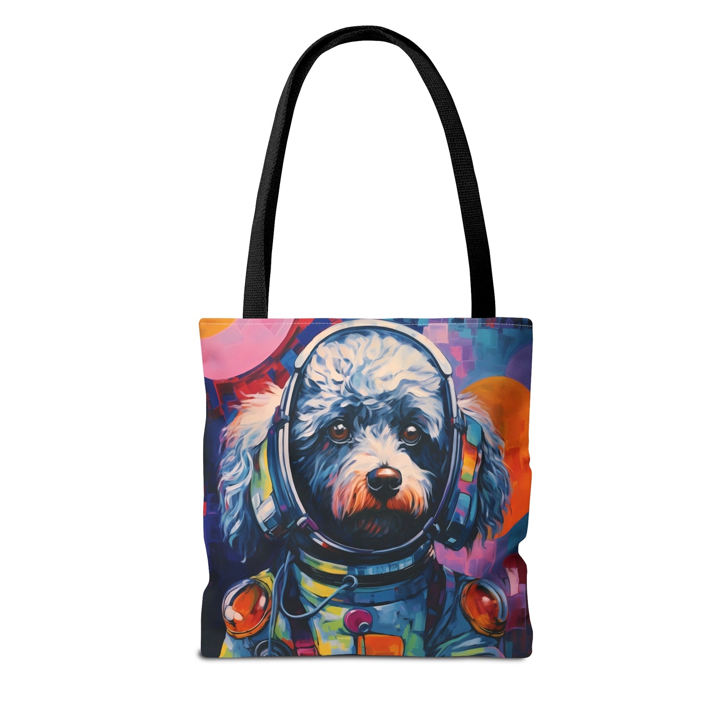 space art poodle tote bag