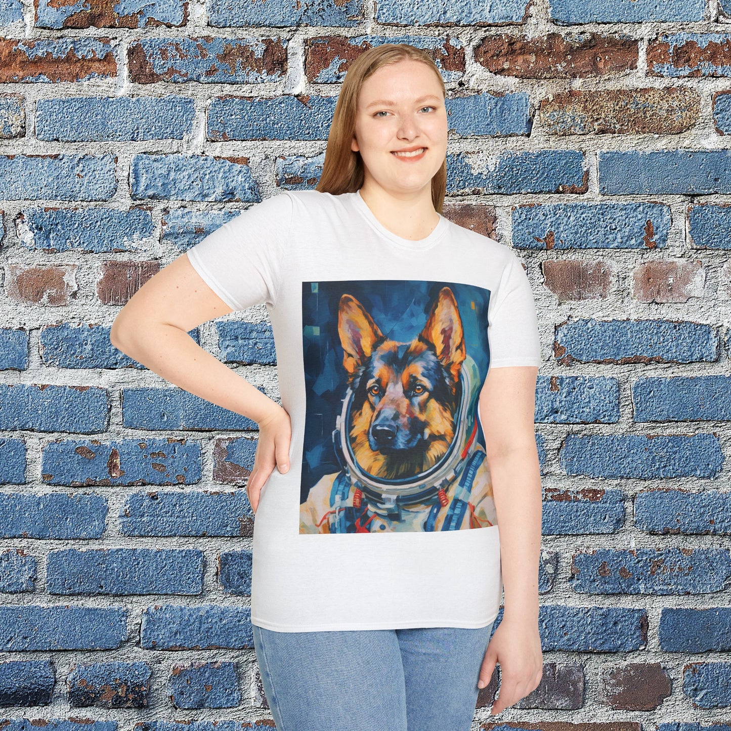 pet cadet space art t-shirt german shepherd dog