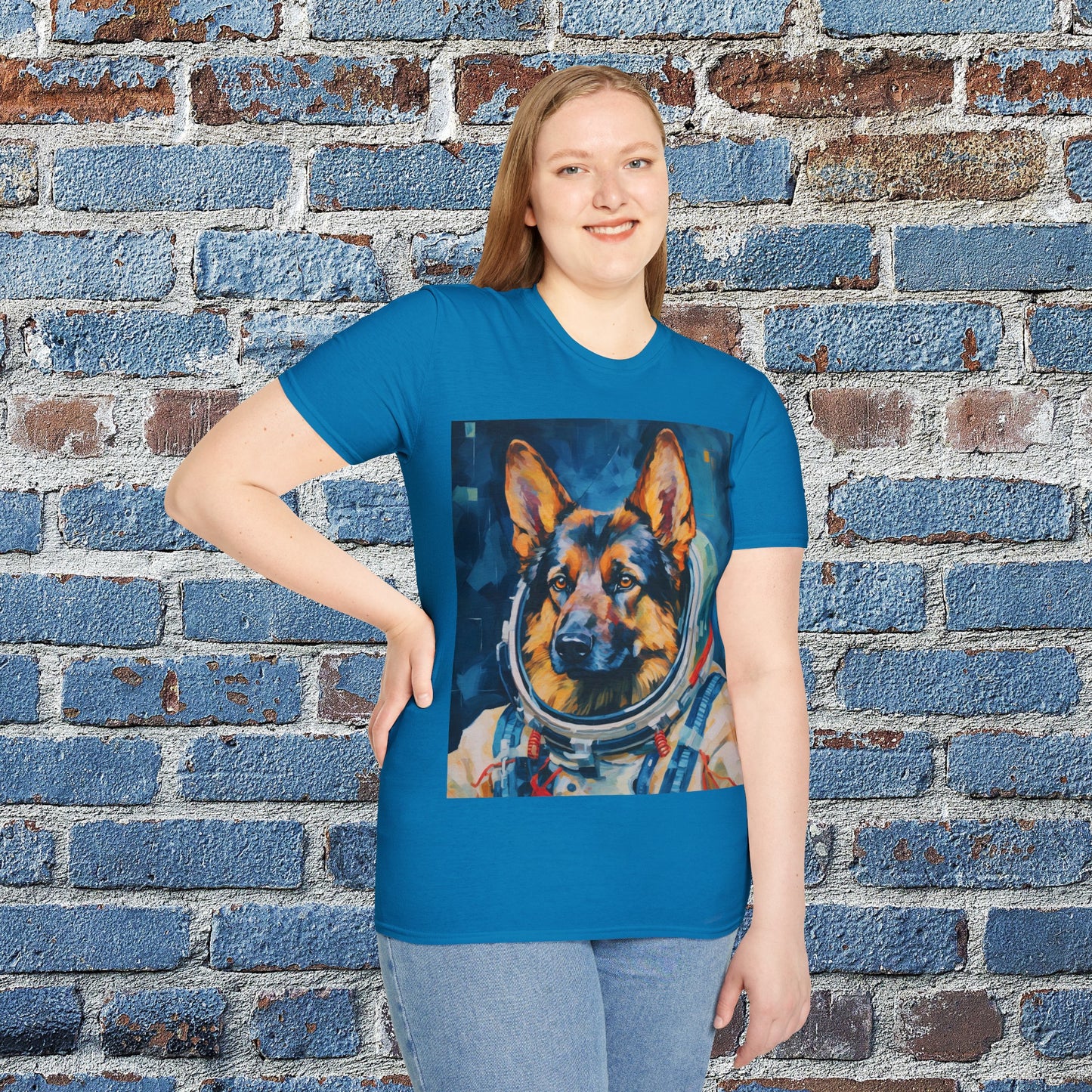 pet cadet space art t-shirt german shepherd dog