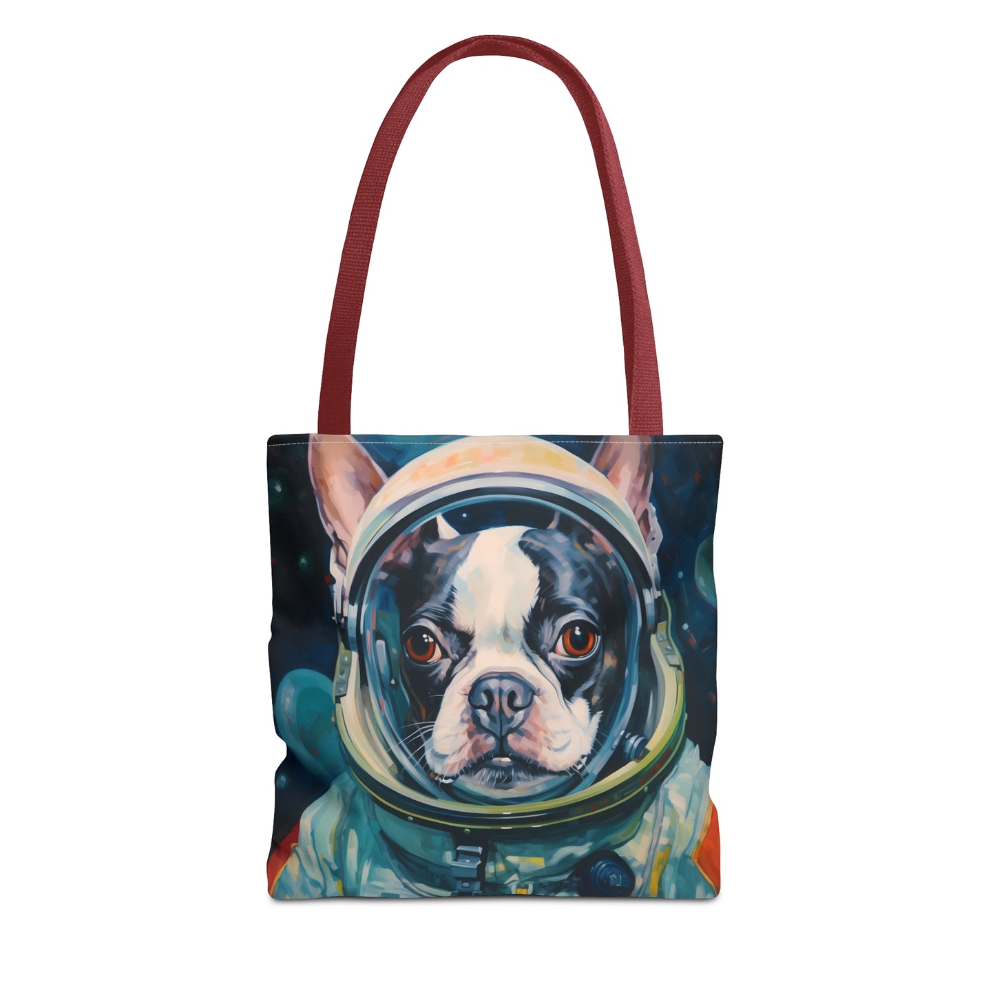 space art boston terrier tote bag