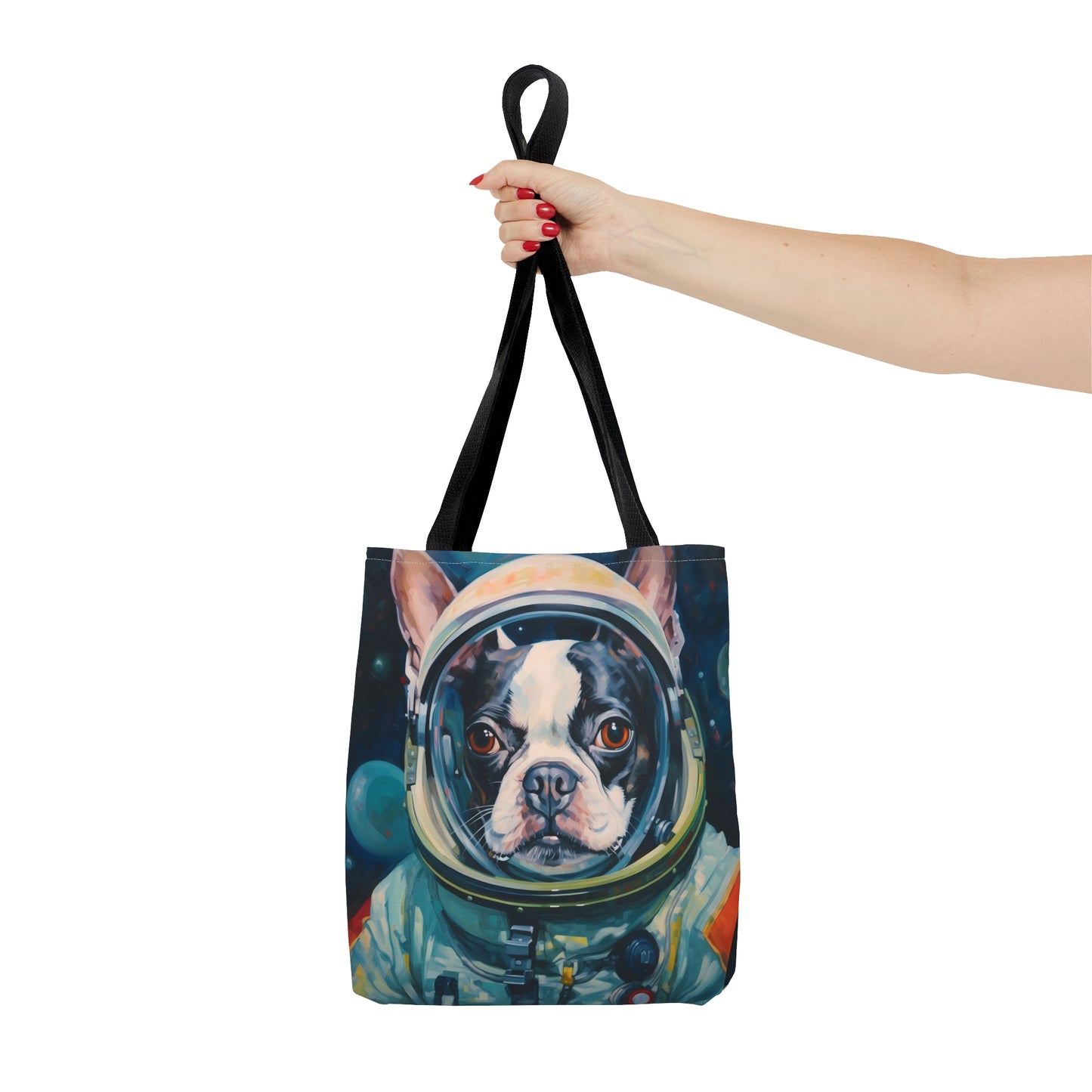 space art boston terrier tote bag
