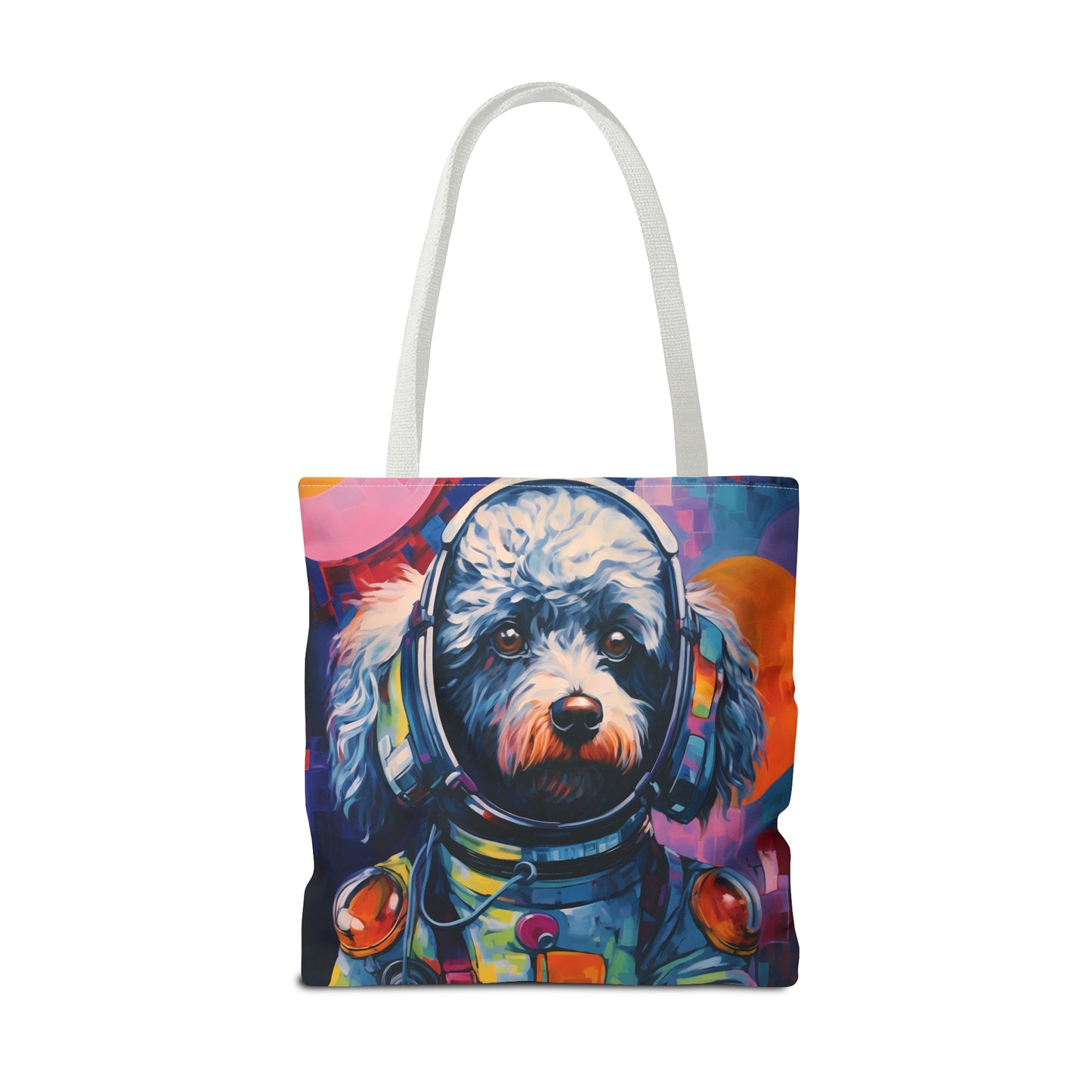 space art poodle tote bag