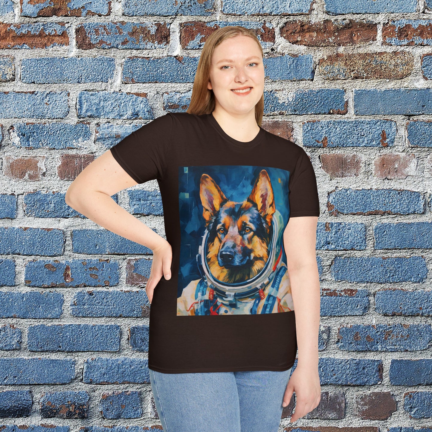 pet cadet space art t-shirt german shepherd dog