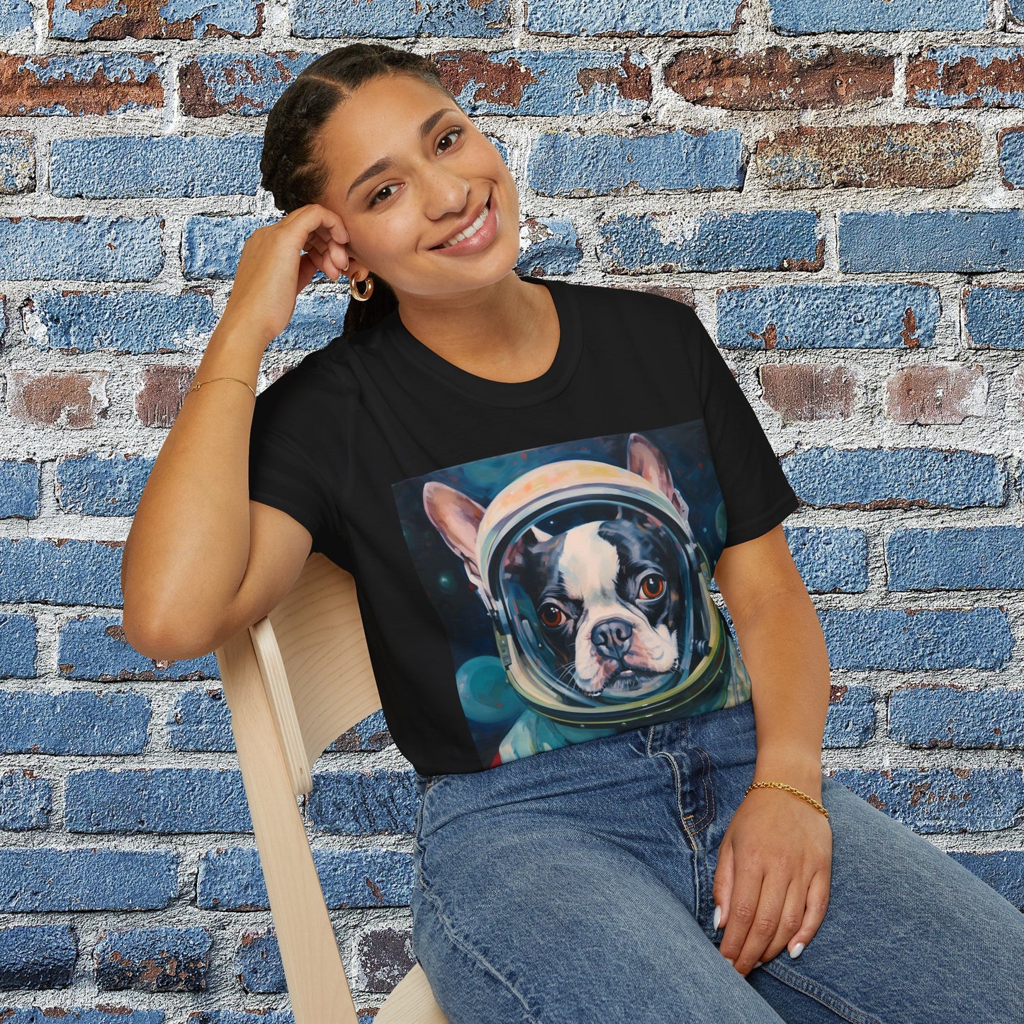 pet cadet space art t-shirt boston terrier dog