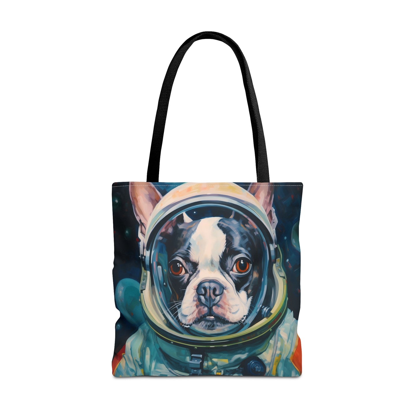 space art boston terrier tote bag