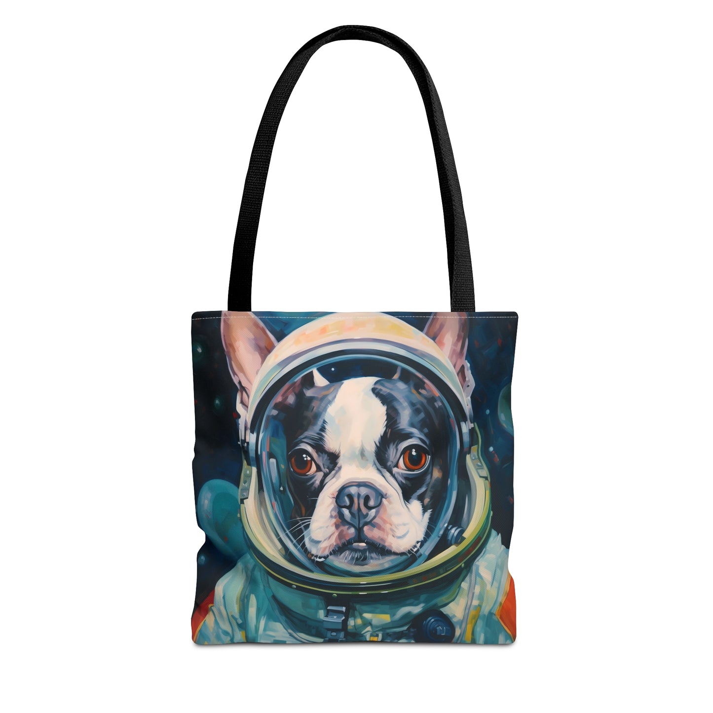 space art boston terrier tote bag