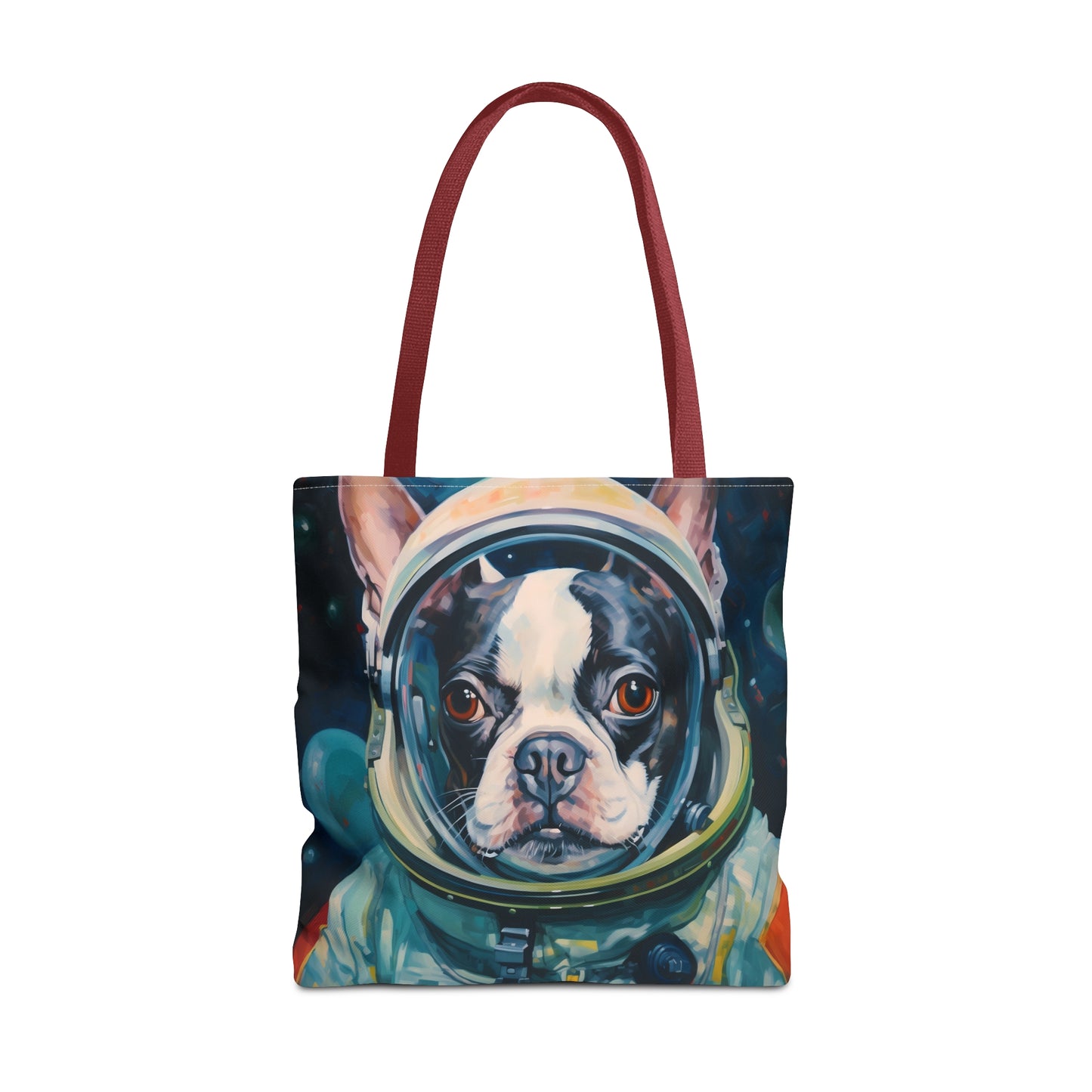 space art boston terrier tote bag