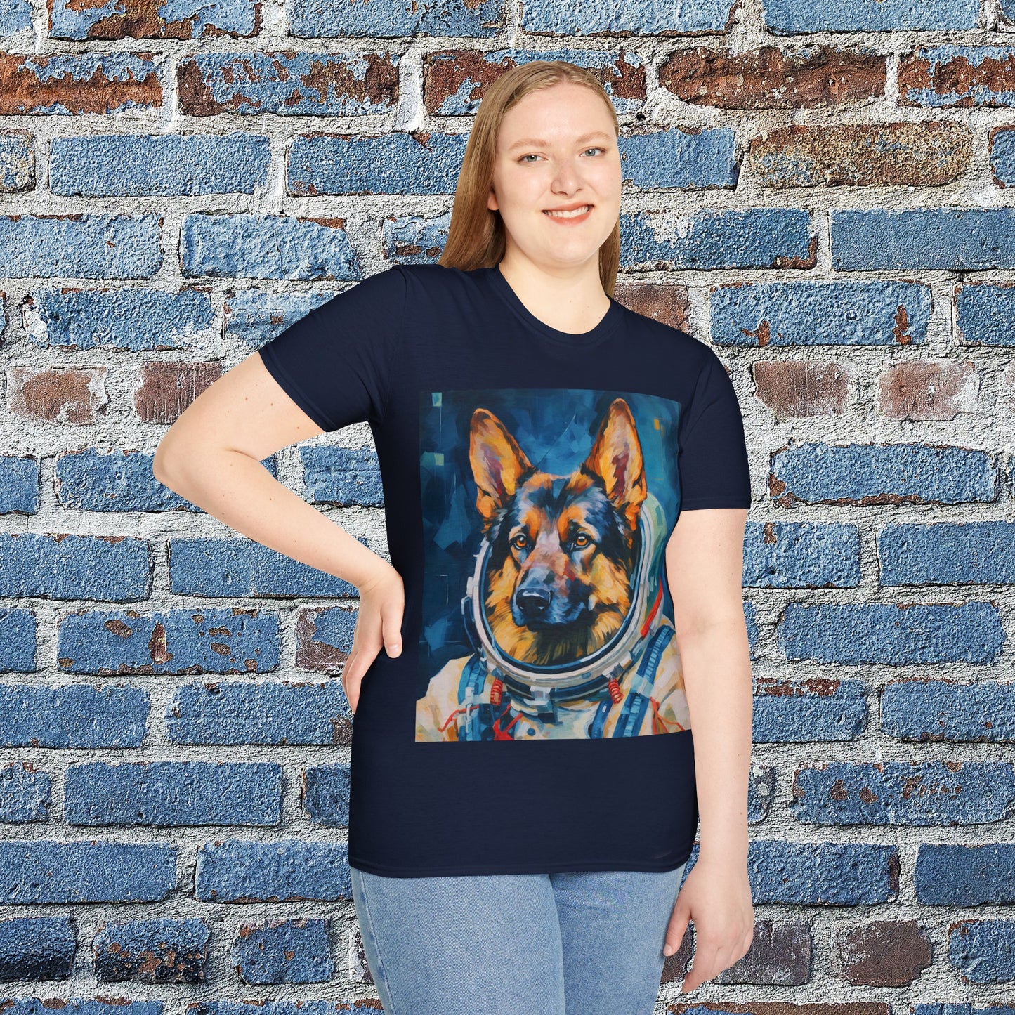 pet cadet space art t-shirt german shepherd dog