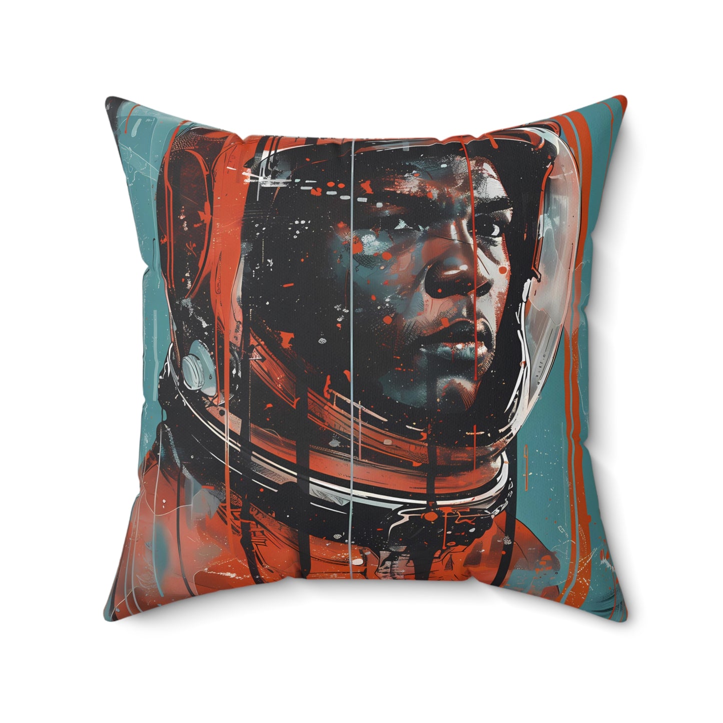 astro cadet space art faux suede pillow muhammad ali