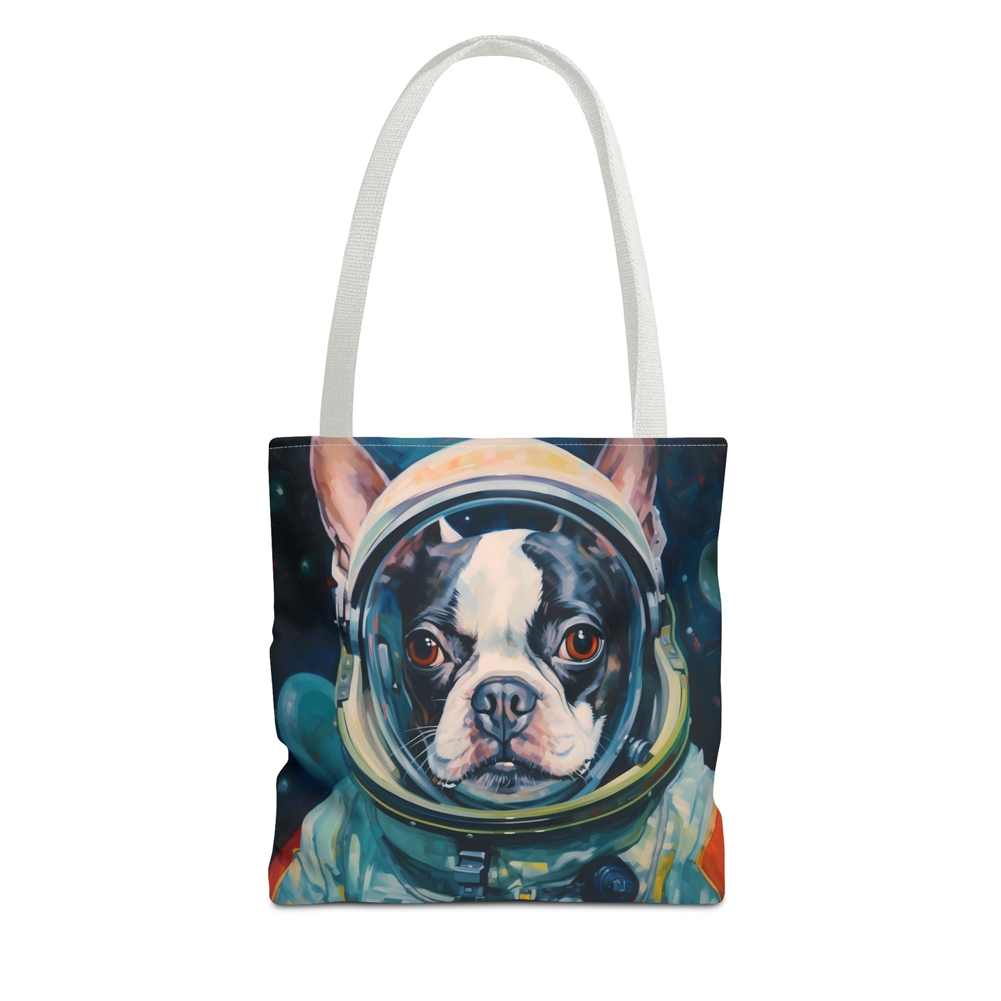 space art boston terrier tote bag