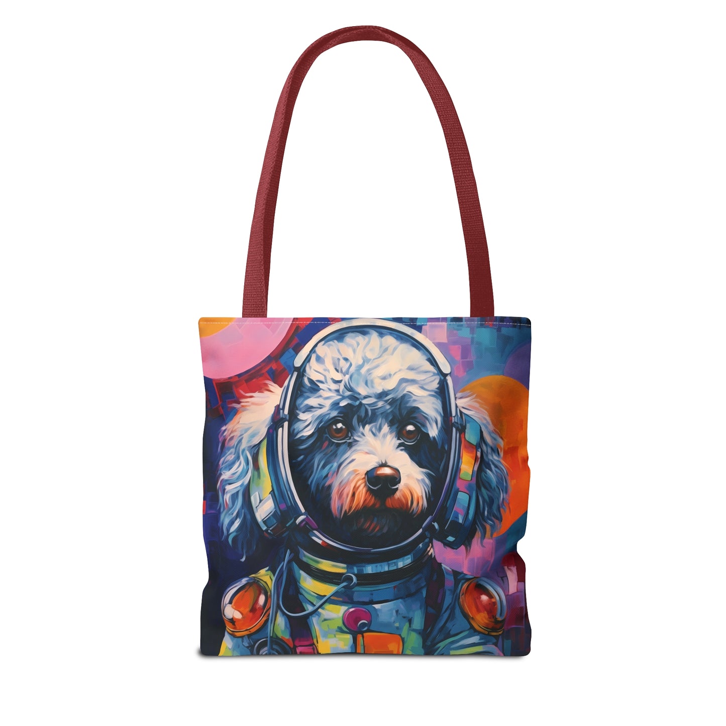 space art poodle tote bag