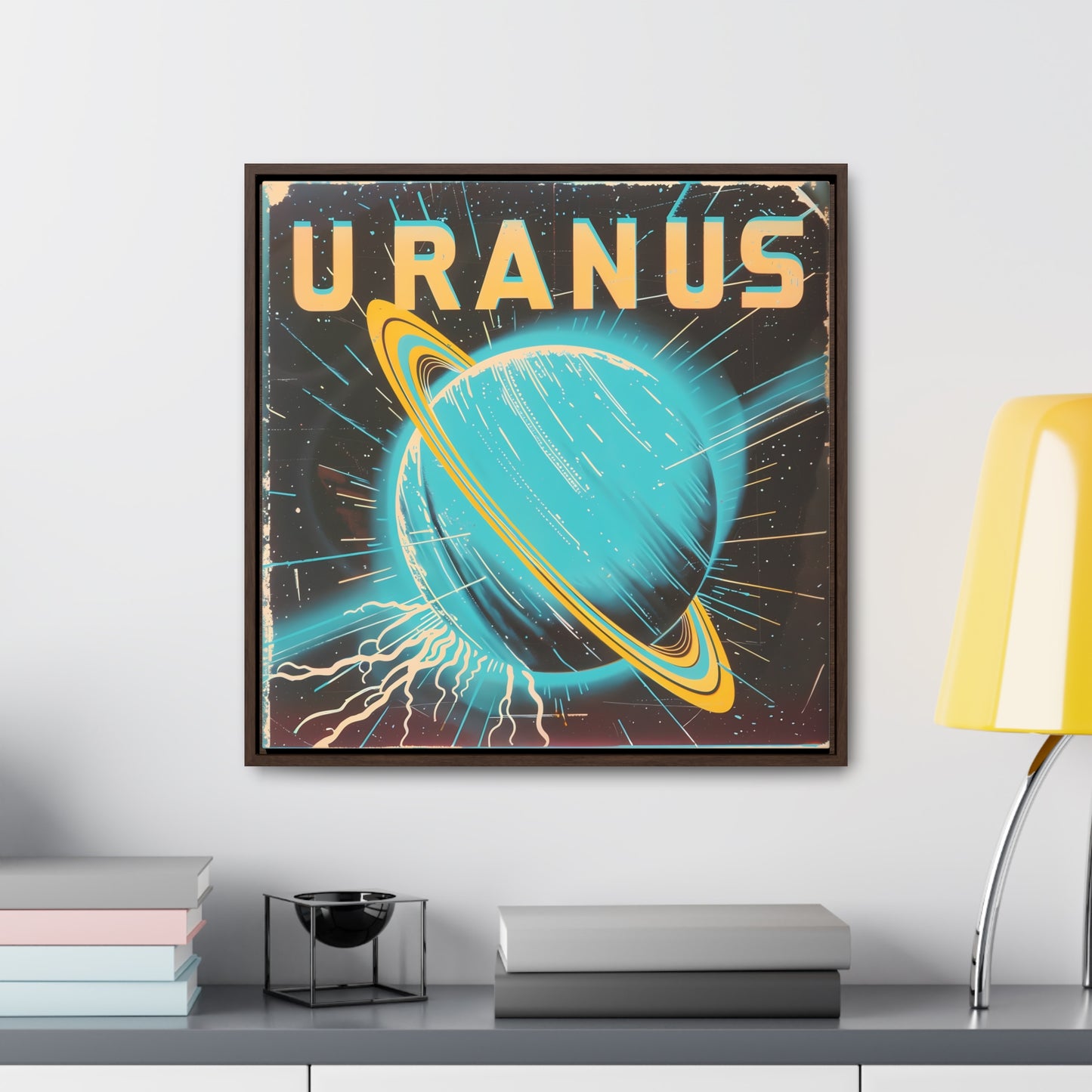 planet uranus space art framed portrait print