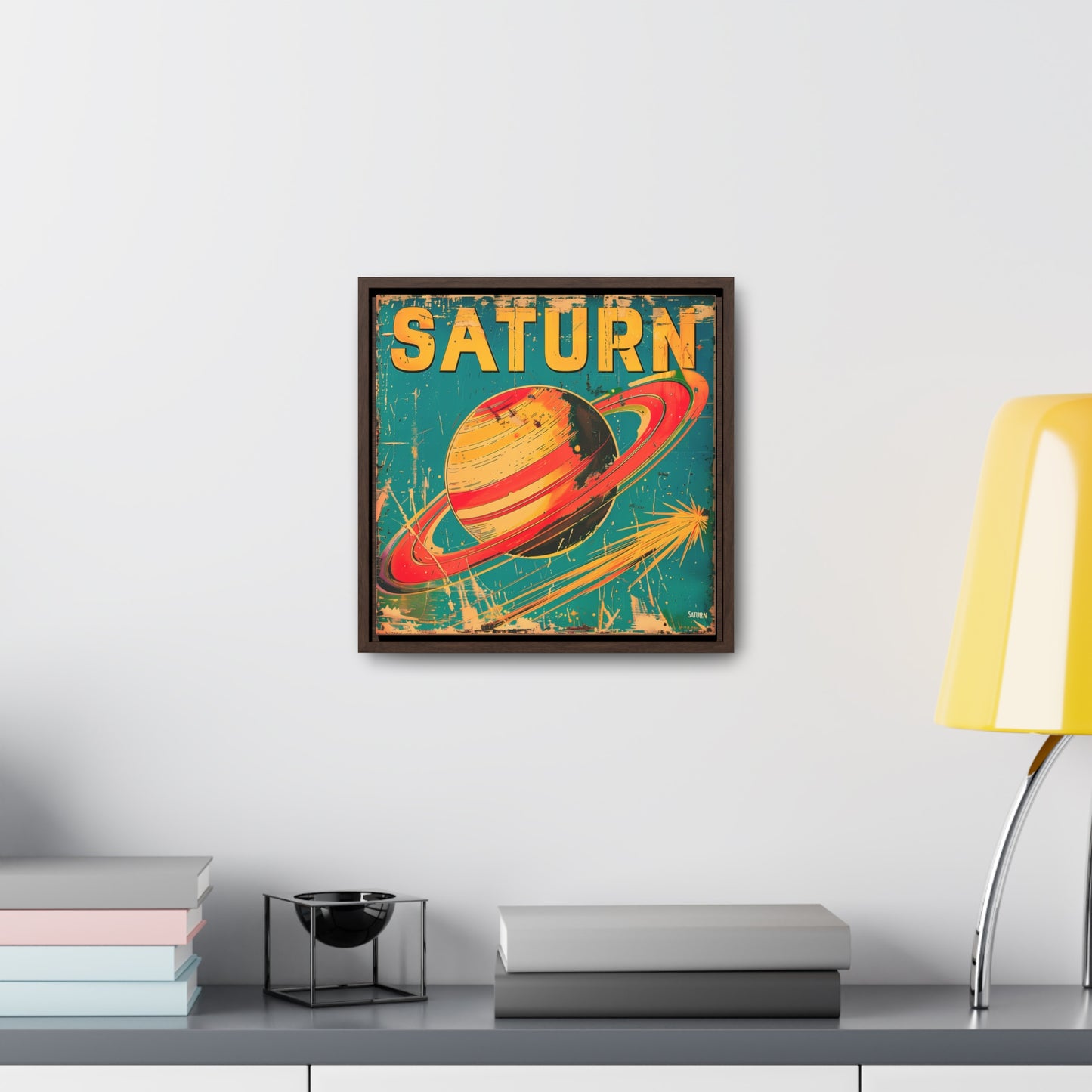 planet saturn space art framed portrait print