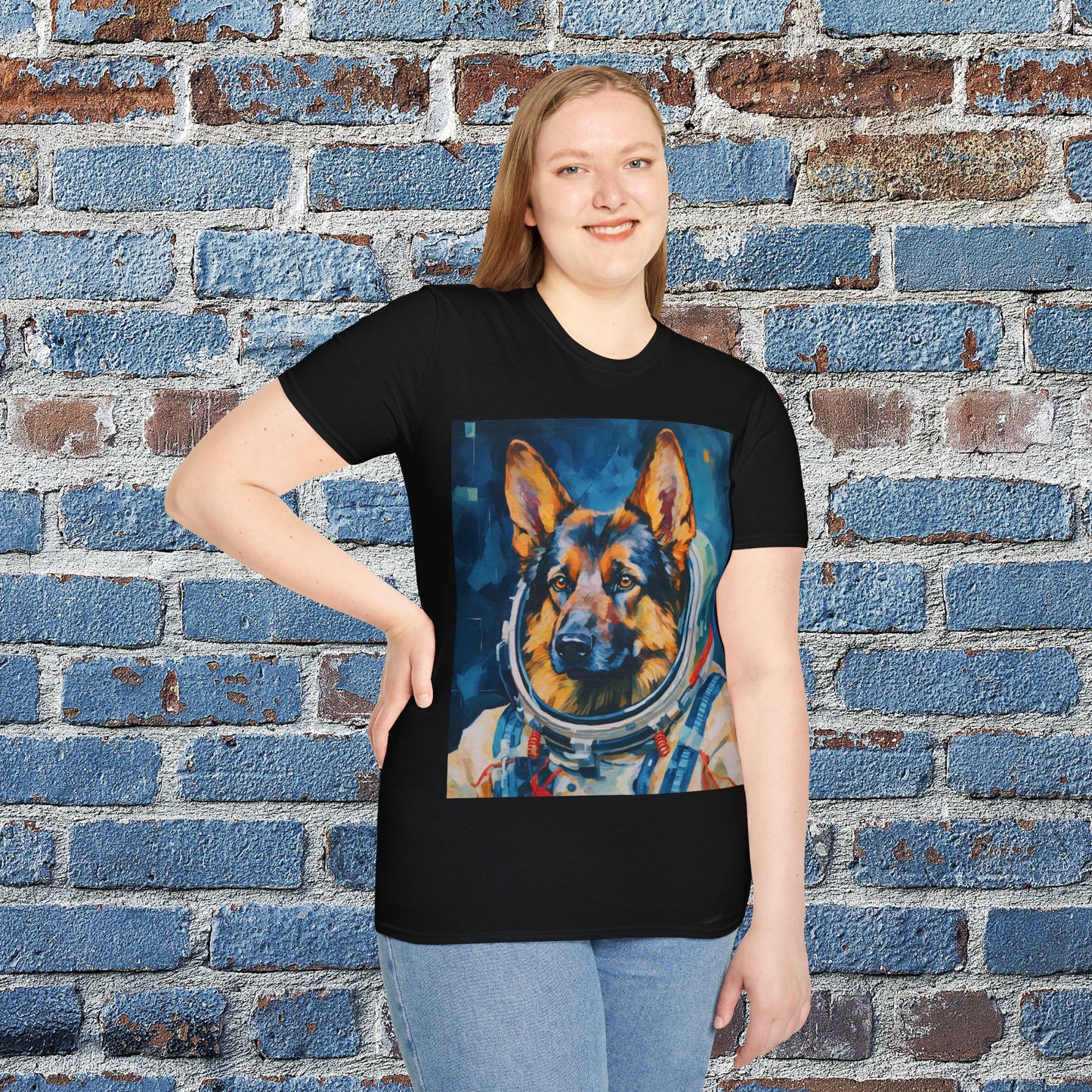 pet cadet space art t-shirt german shepherd dog
