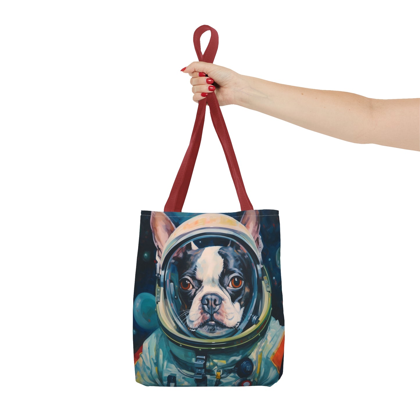 space art boston terrier tote bag