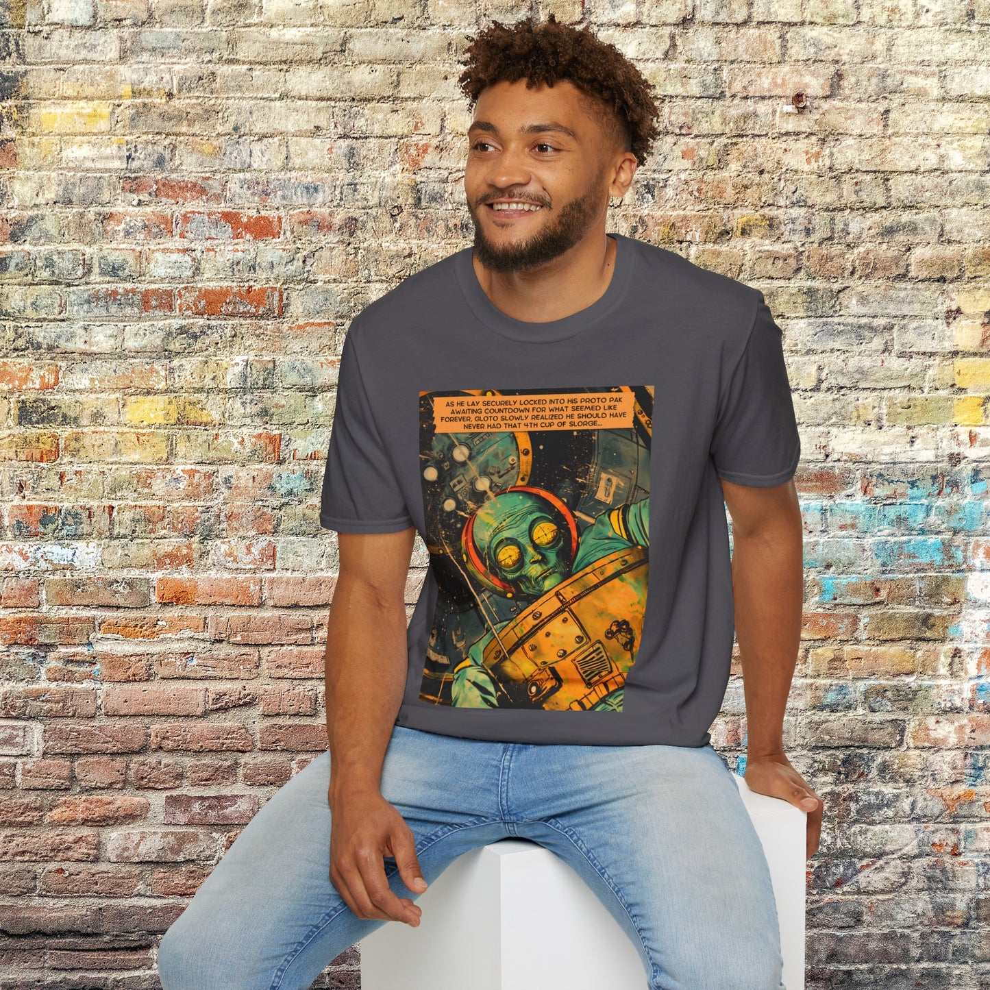 astro blasto comic space art t shirt