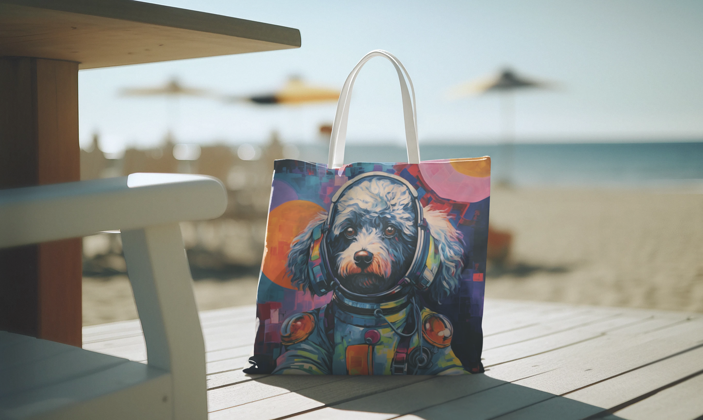 space art poodle tote bag