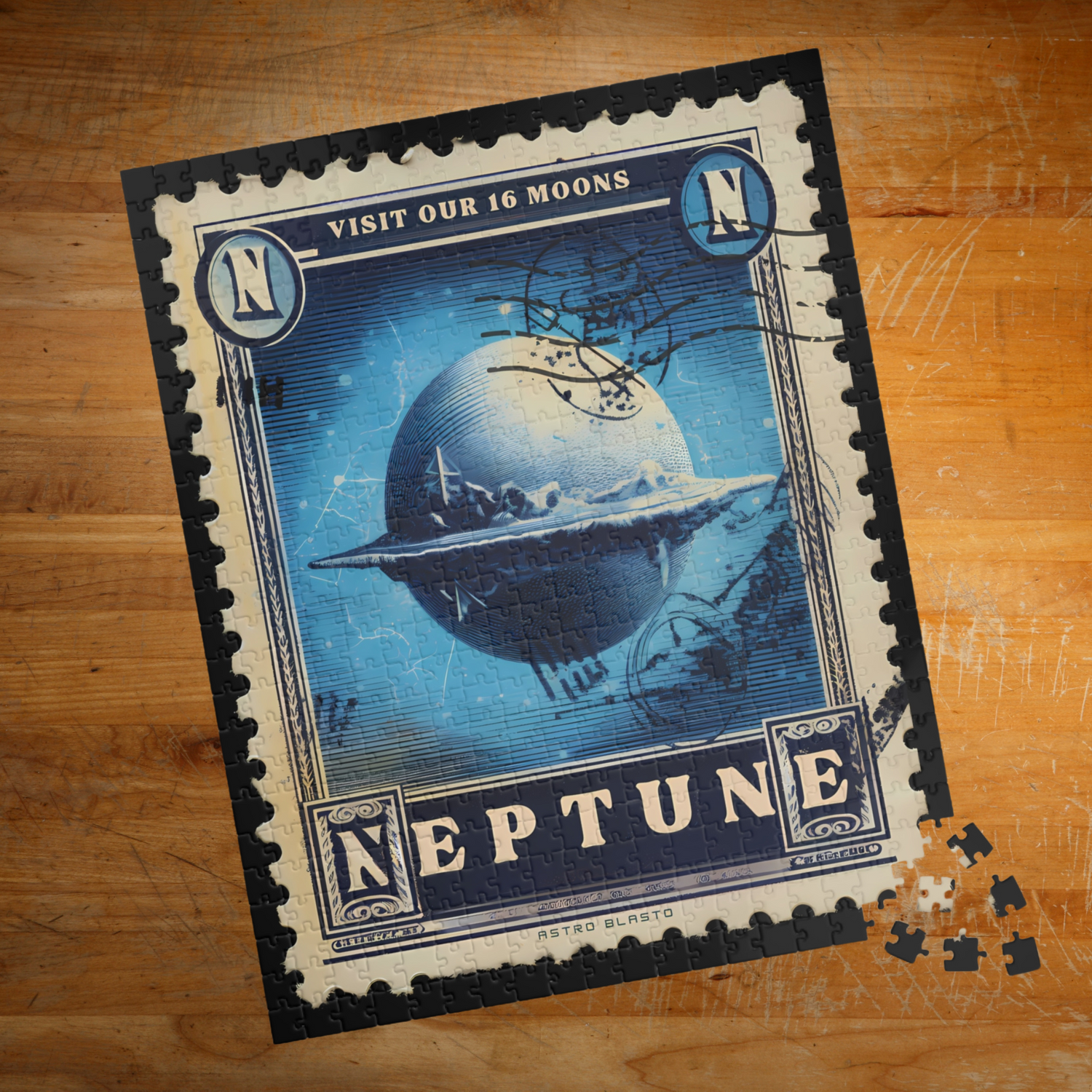 Space art Neptune stamp puzzle