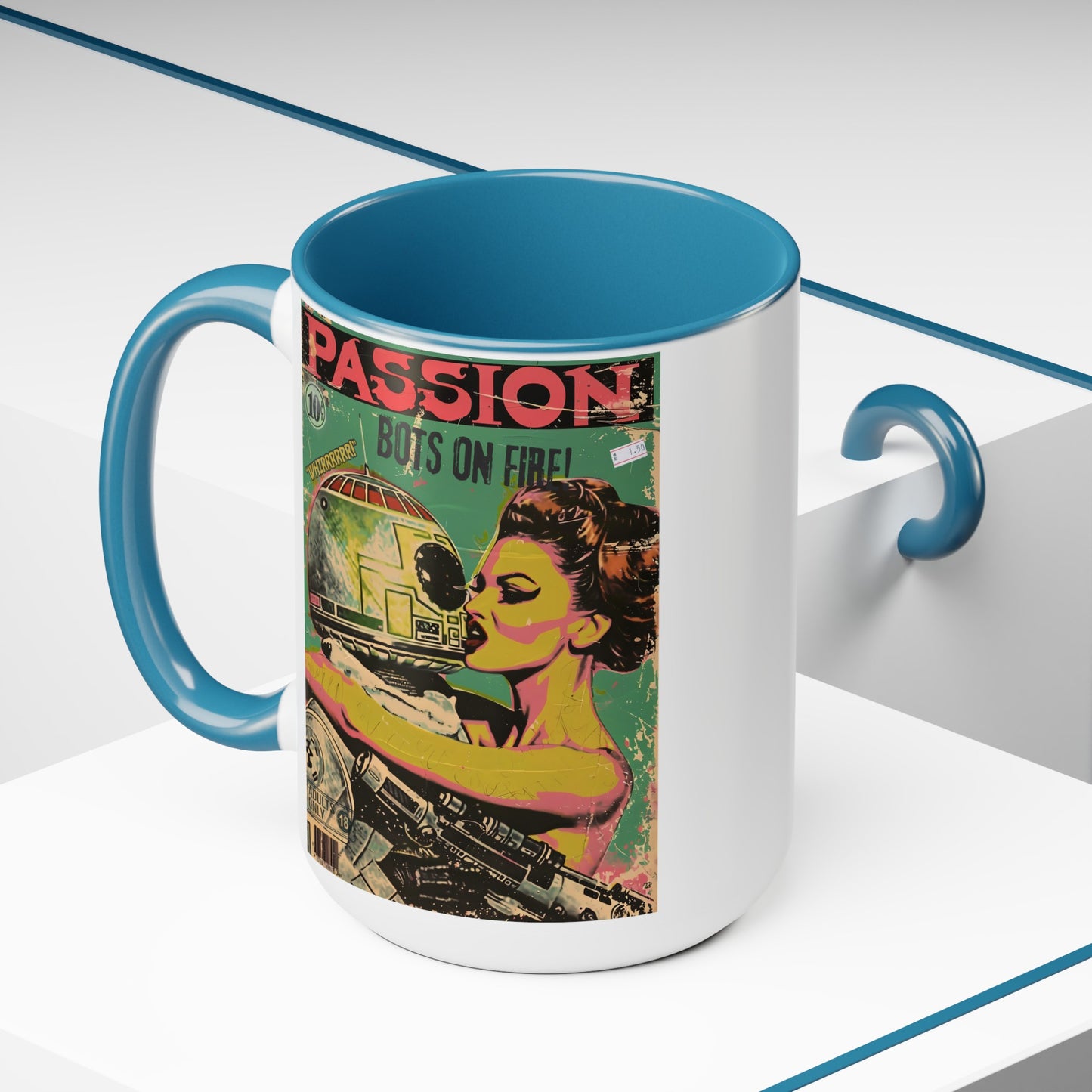 Pulp Novel Cover Mug - "Passion: Bots on Fire"