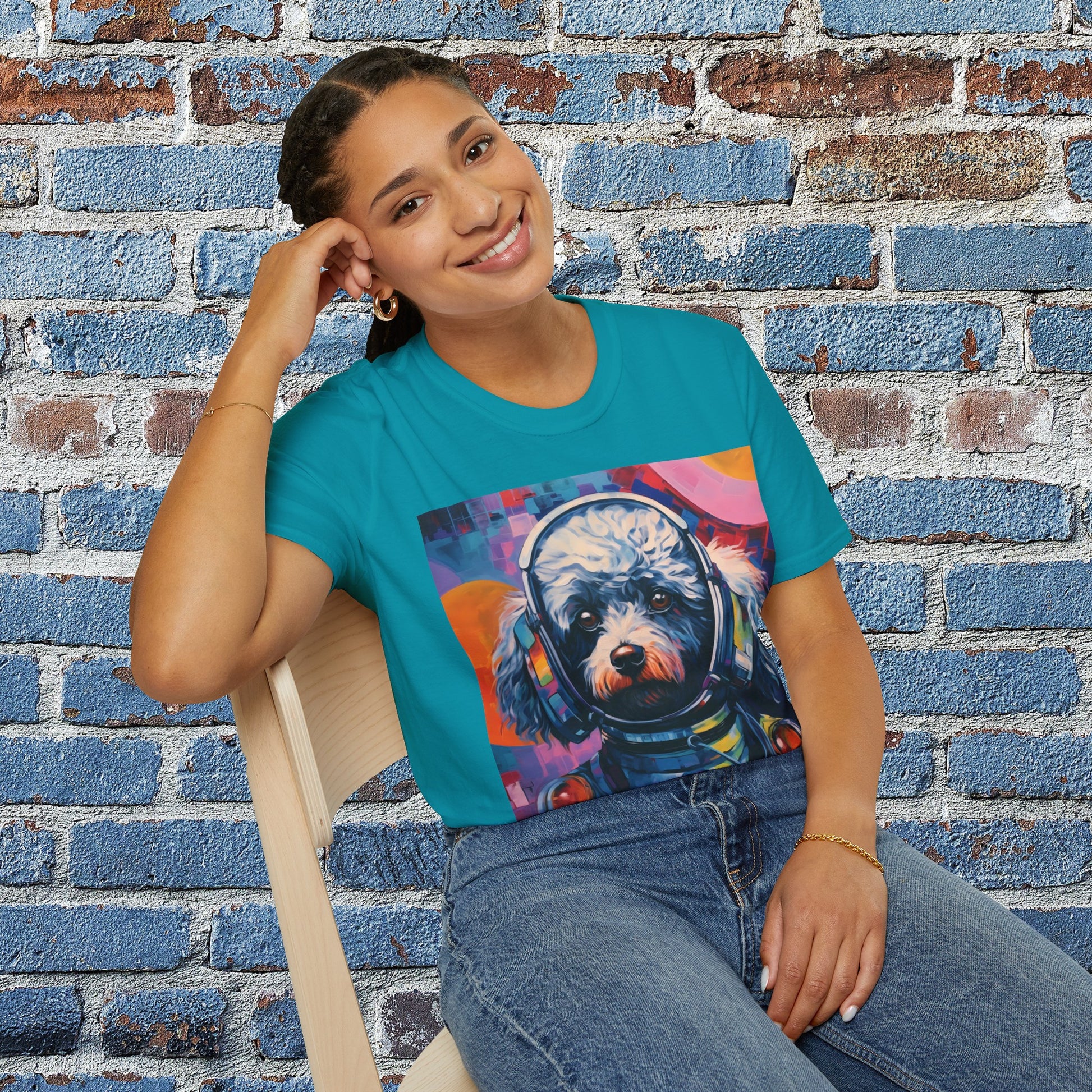 pet cadet space art t-shirt poodle dog