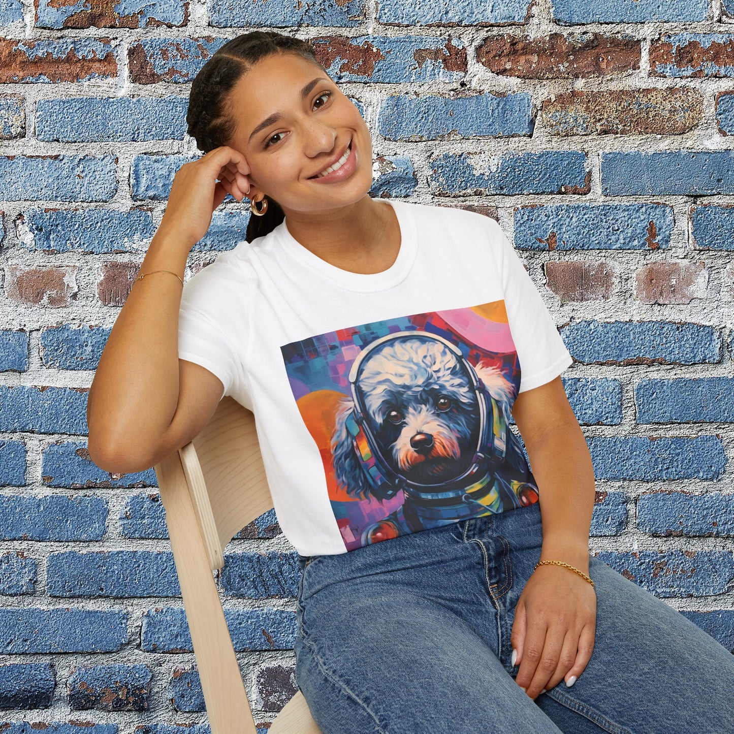pet cadet space art t-shirt poodle dog