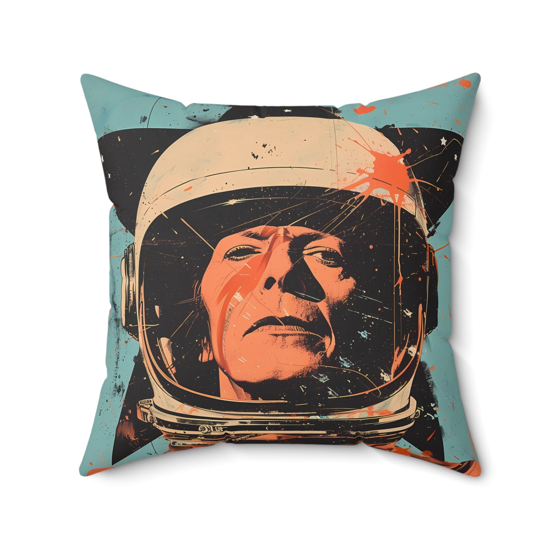 astro cadet space art faux suede pillow david bowie