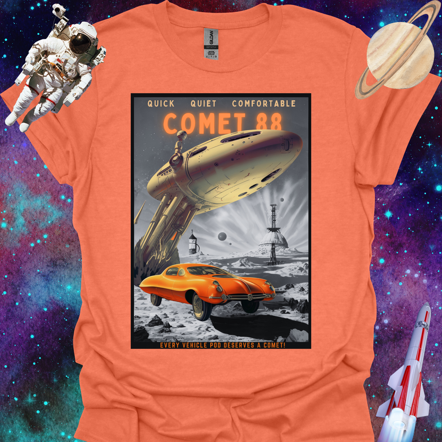 Comet 88 - Space Art Transport T Shirt