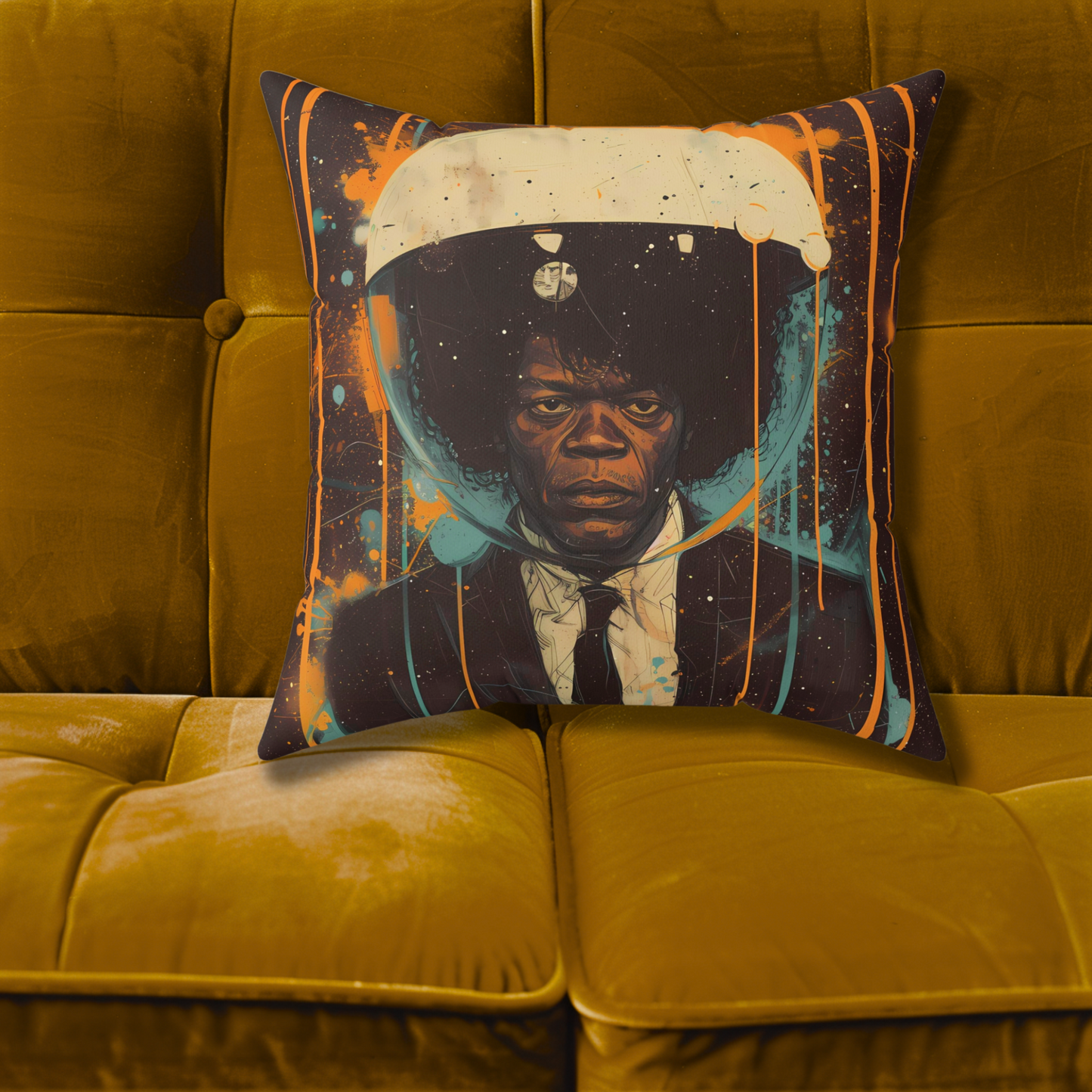 astro cadet space art faux suede pillow samuel jackson