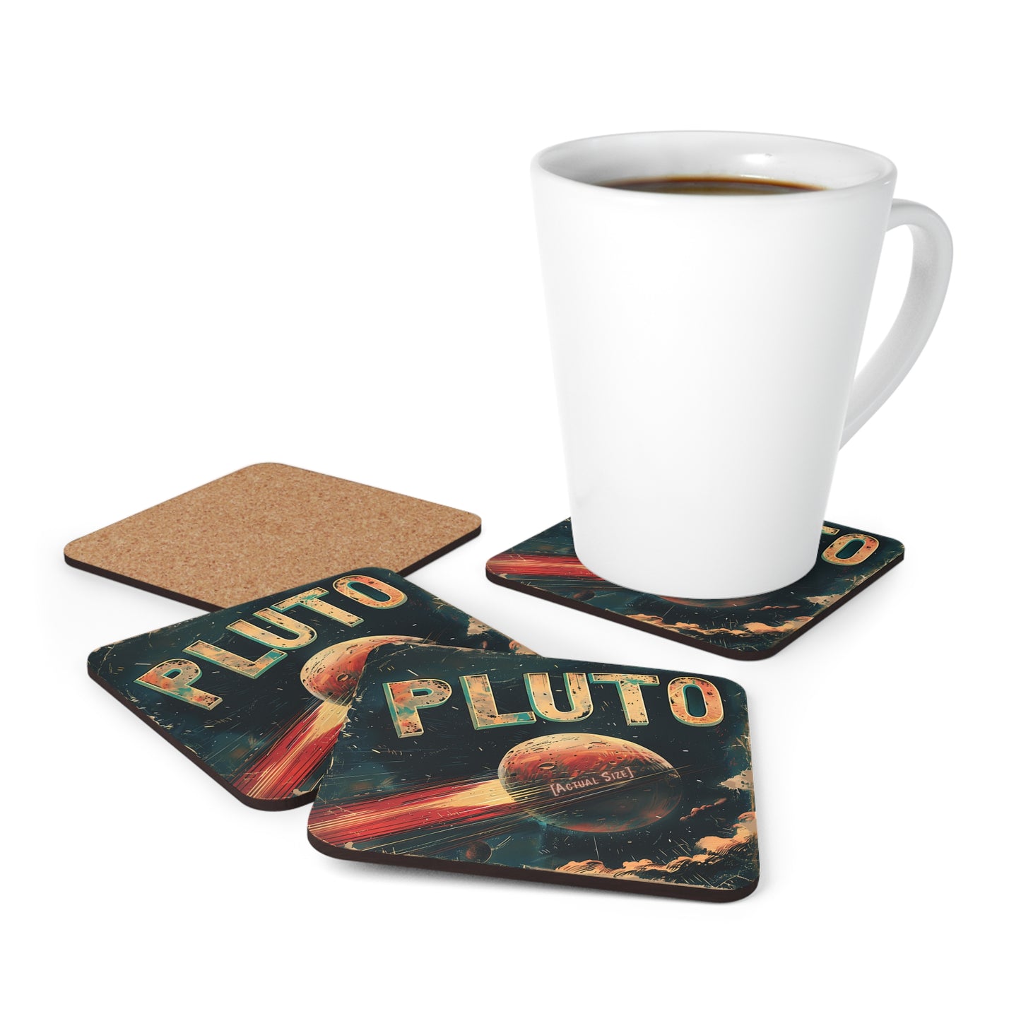 Cork Back Pluto Coasters (Set of 4)