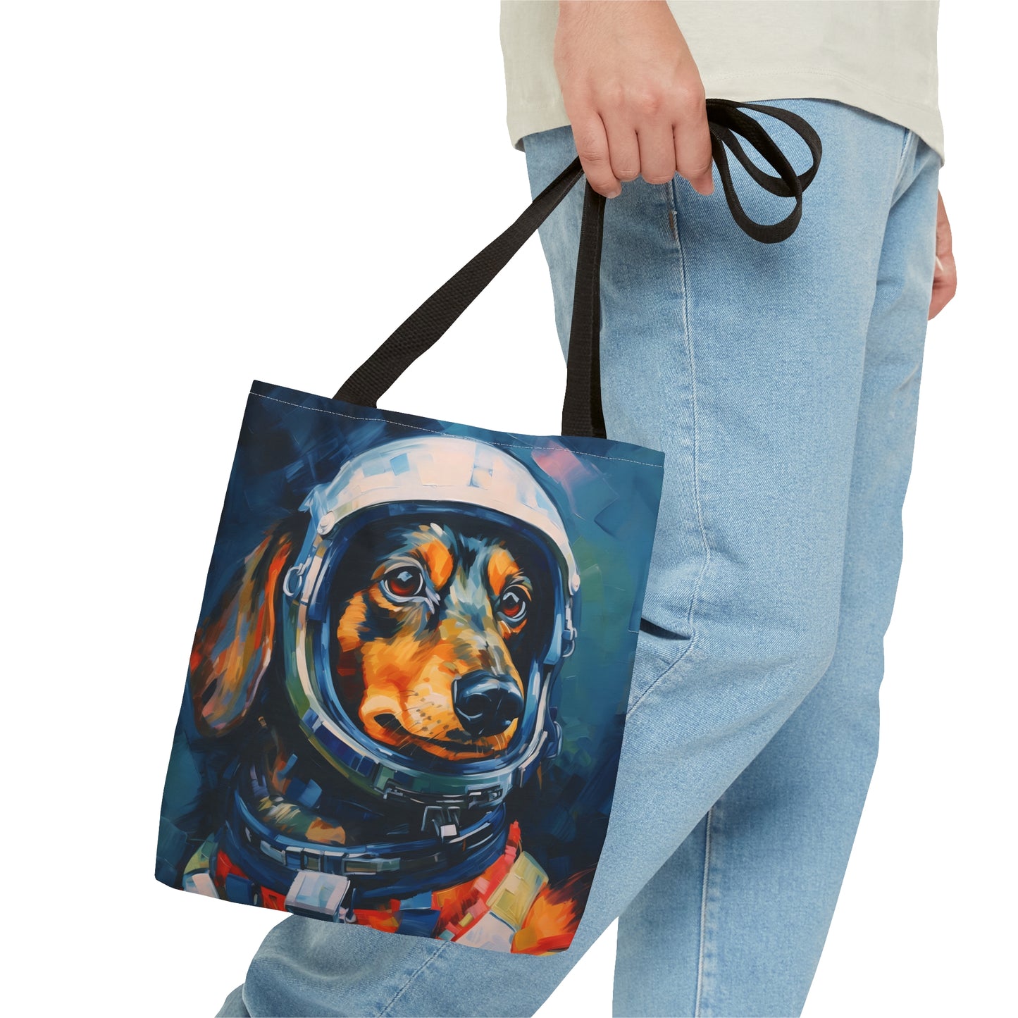 space art dachshund tote bag