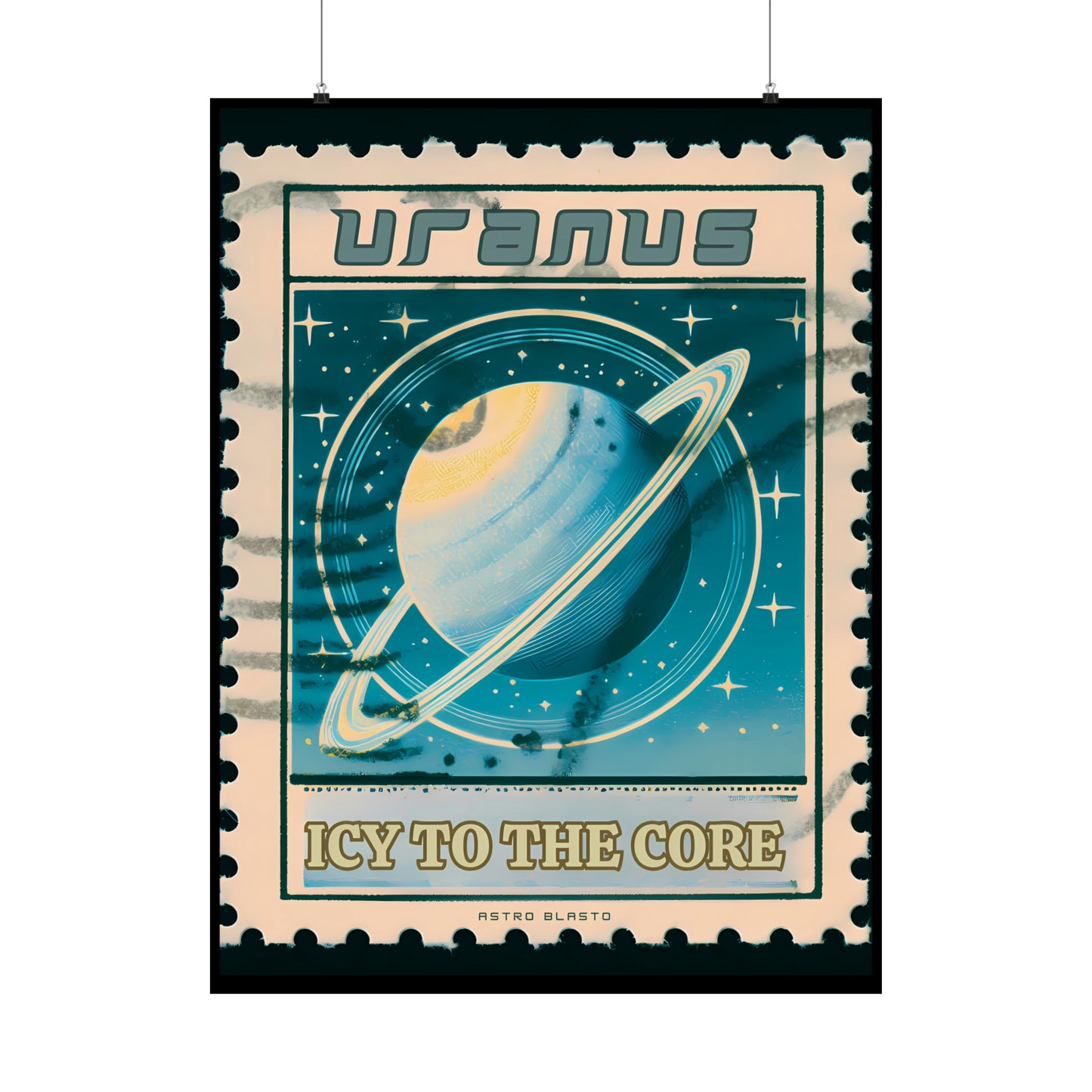 Postage Stamp Planet Poster - Uranus