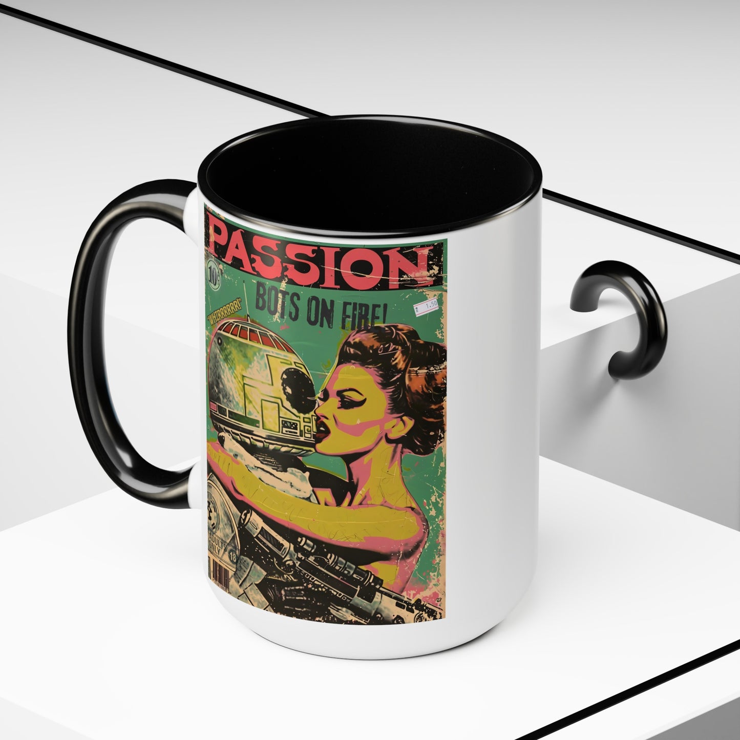 Pulp Novel Cover Mug - "Passion: Bots on Fire"