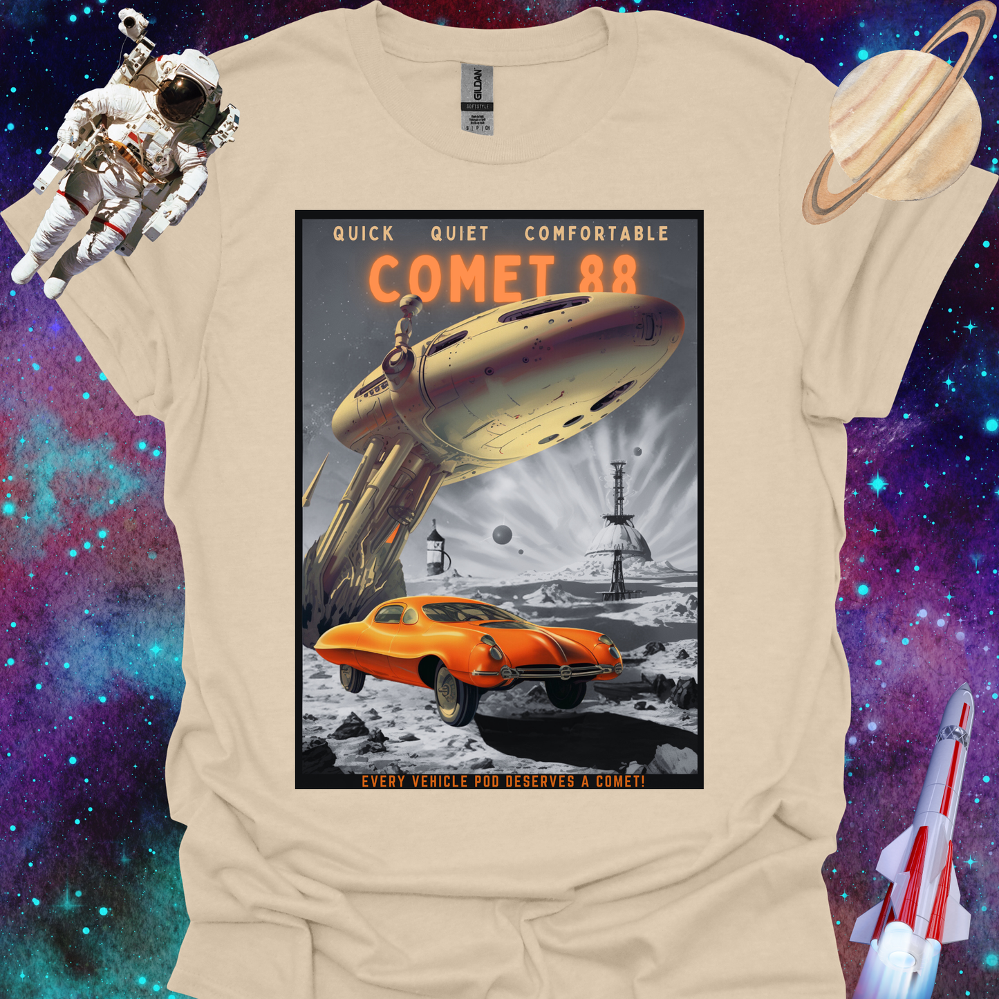 Comet 88 - Space Art Transport T Shirt