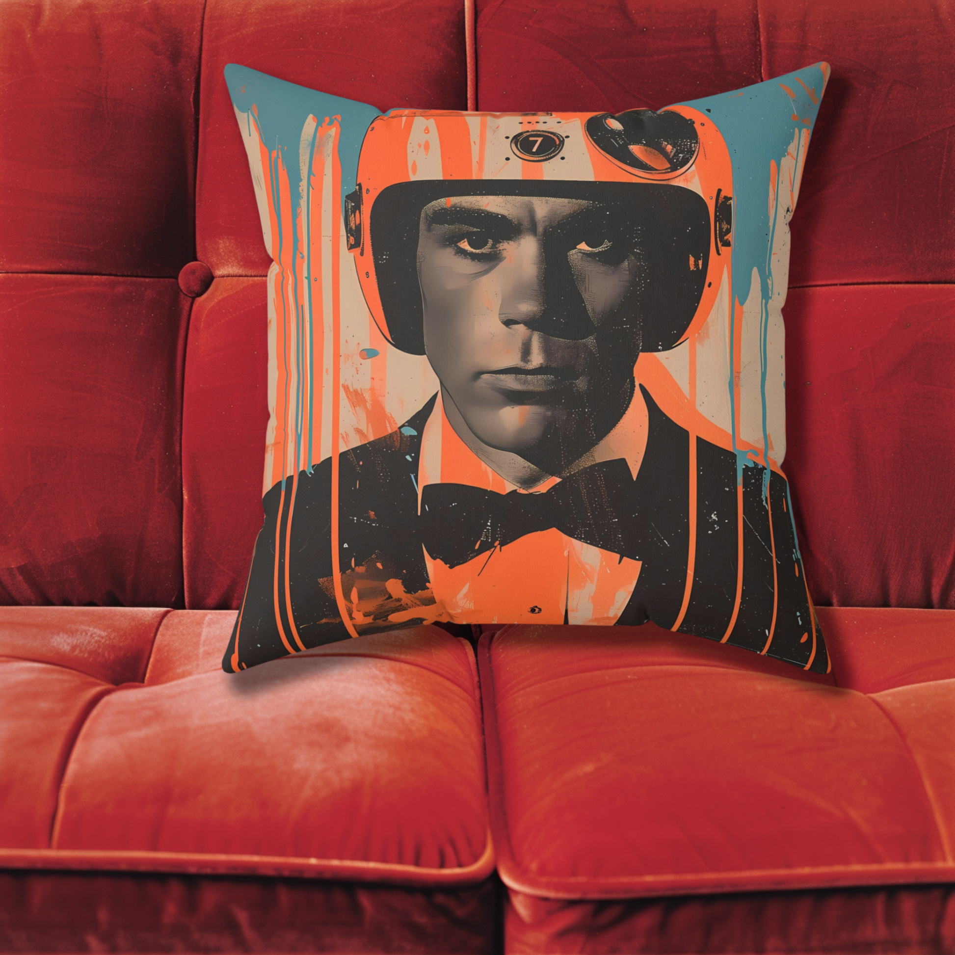 astro cadet space art faux suede pillow james bond