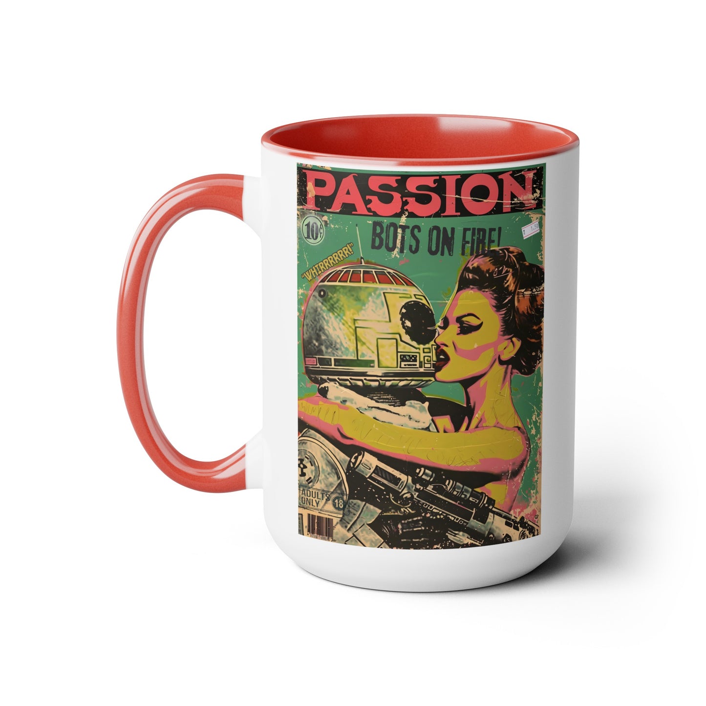 Pulp Novel Cover Mug - "Passion: Bots on Fire"