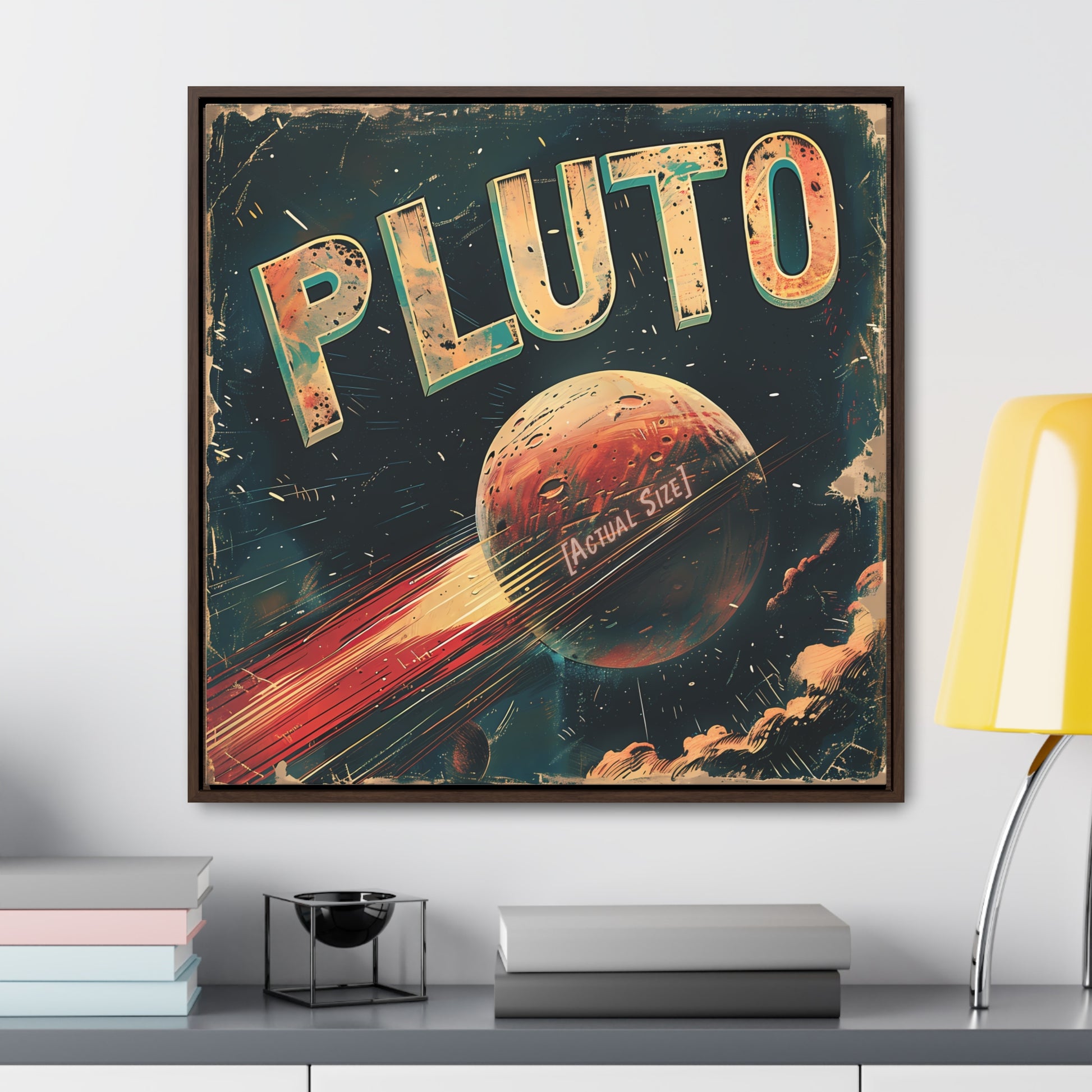 planet pluto space art framed portrait print