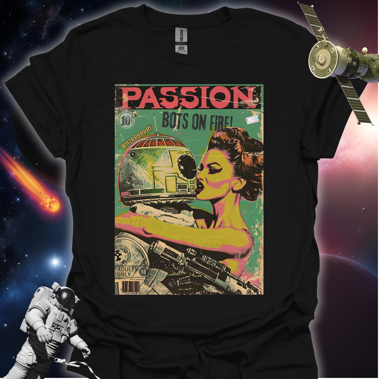 Pulp Novel Covers Tee! - Passion: Bots on Fire!