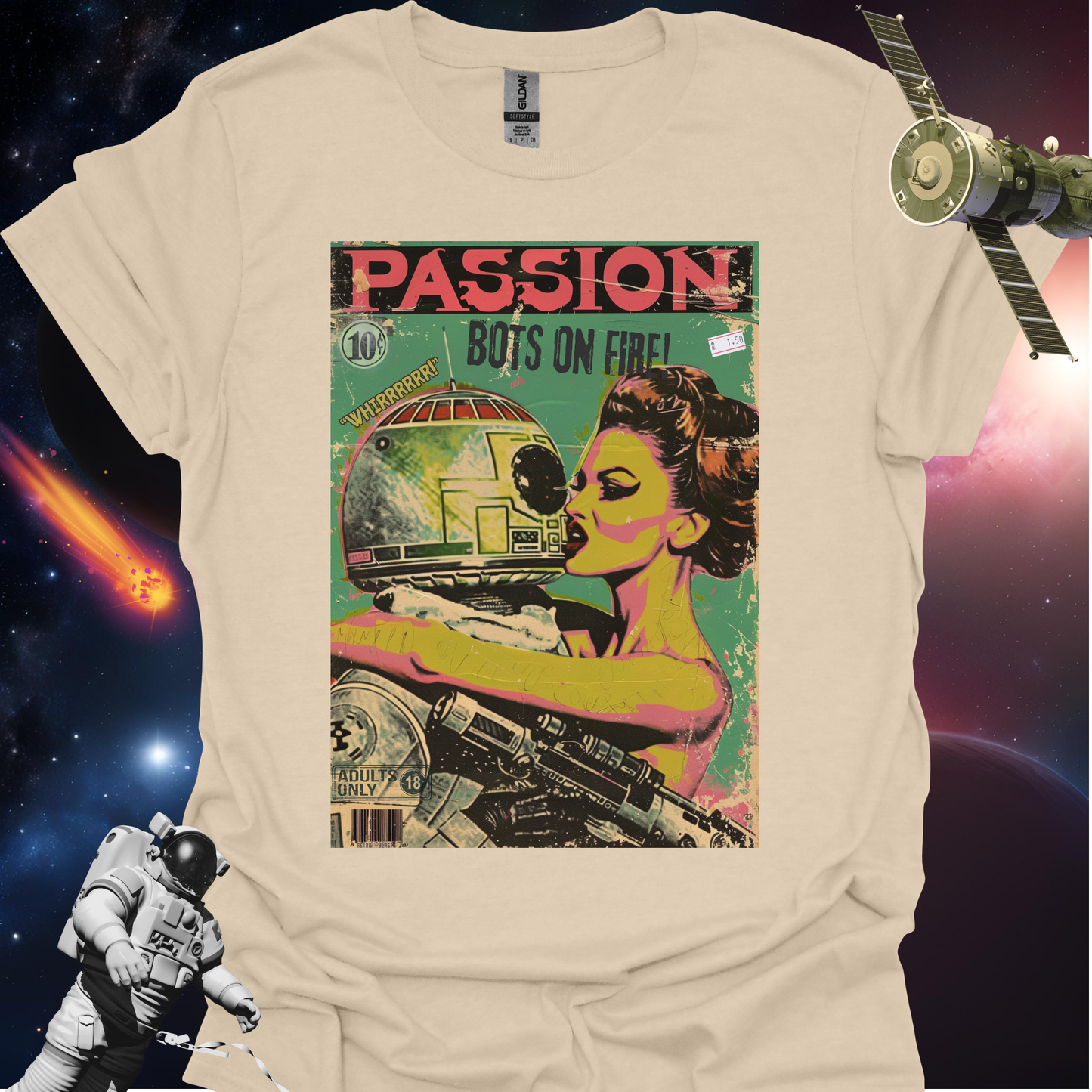 Pulp Novel Covers Tee! - Passion: Bots on Fire!