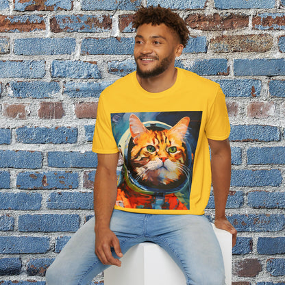 pet cadet space art t-shirt orange tabby cat