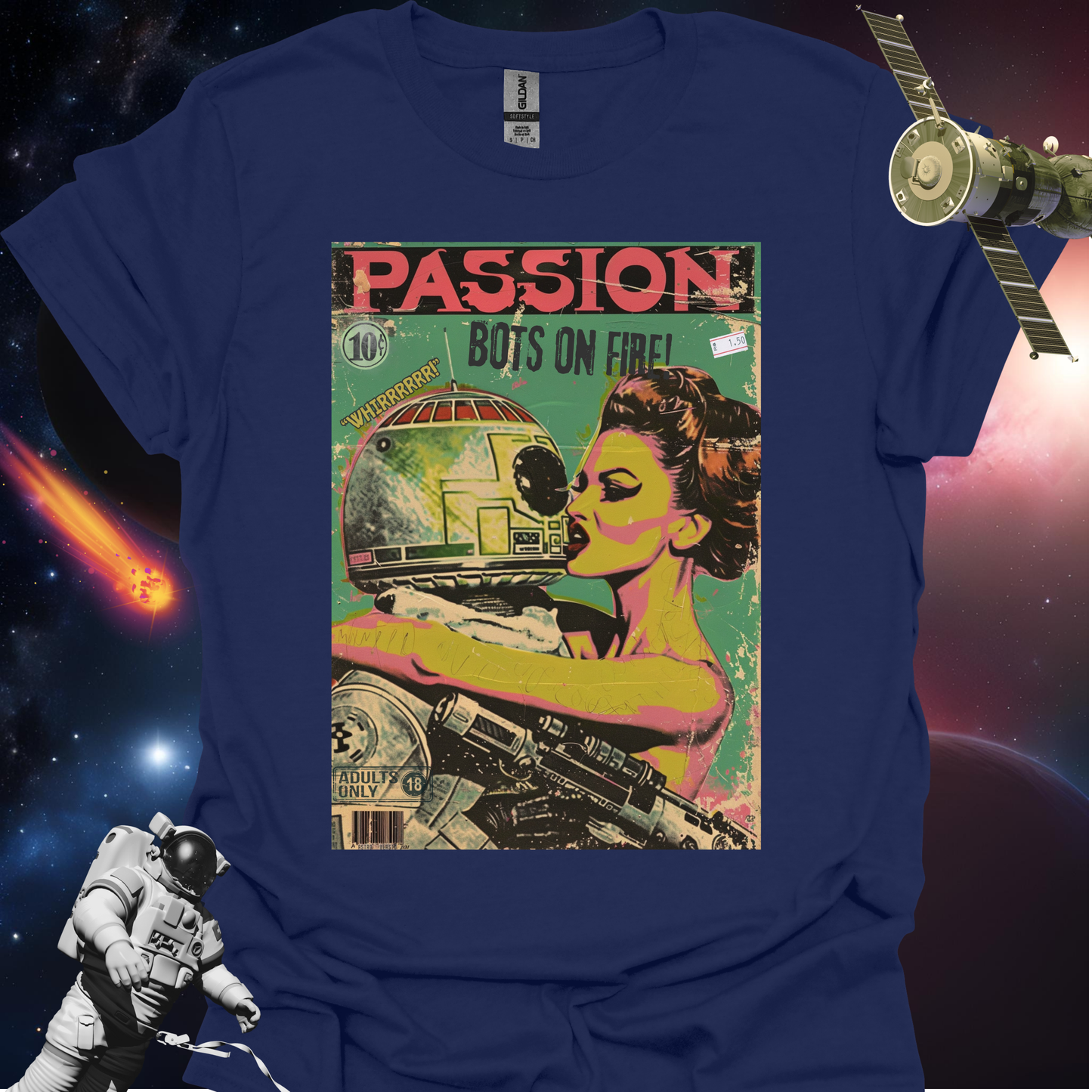 Pulp Novel Covers Tee! - Passion: Bots on Fire!