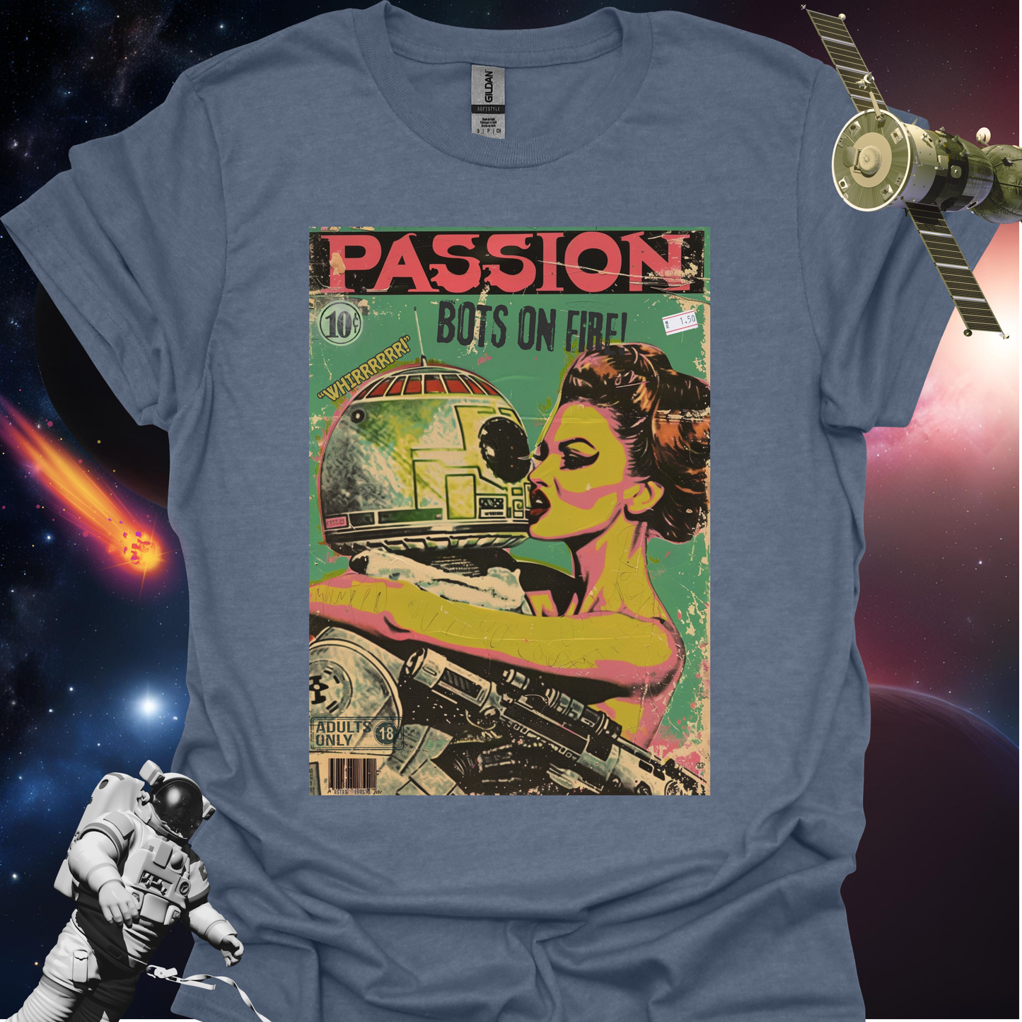 Pulp Novel Covers Tee! - Passion: Bots on Fire!