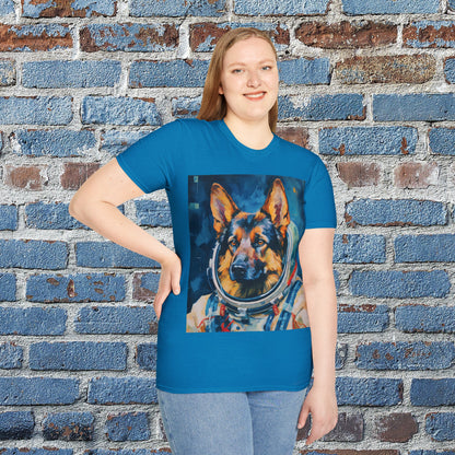 pet cadet space art t-shirt german shepherd dog