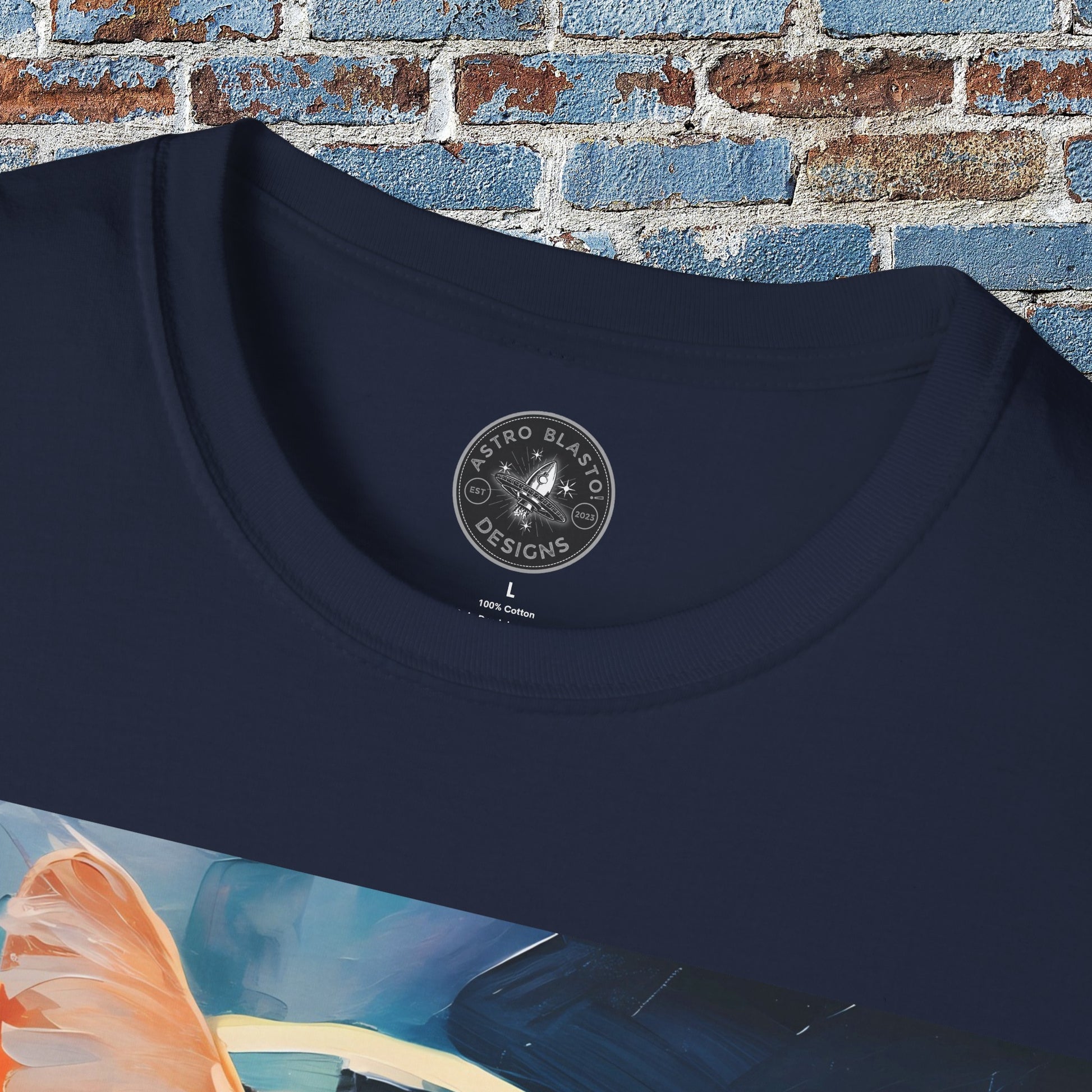 pet cadet space art t-shirt orange tabby cat