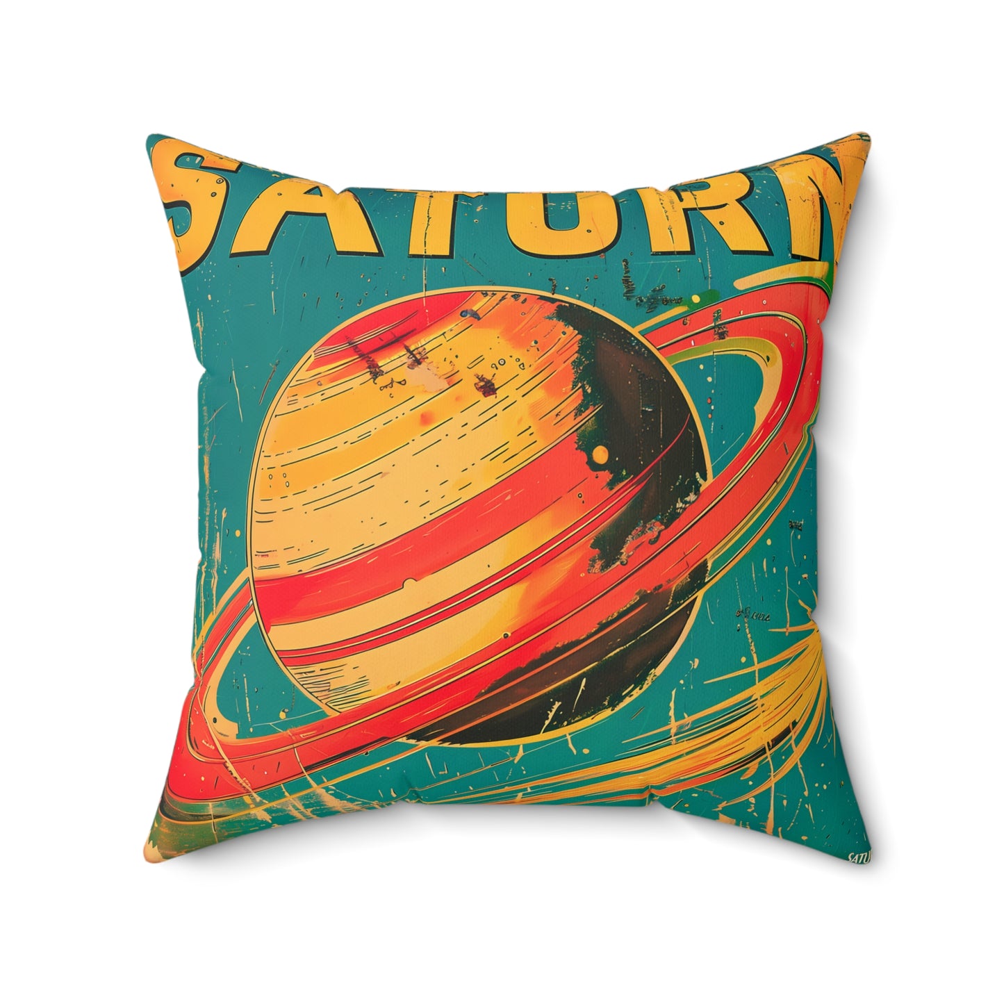 Planets Saturn/Mercury Faux Suede Pillow #7