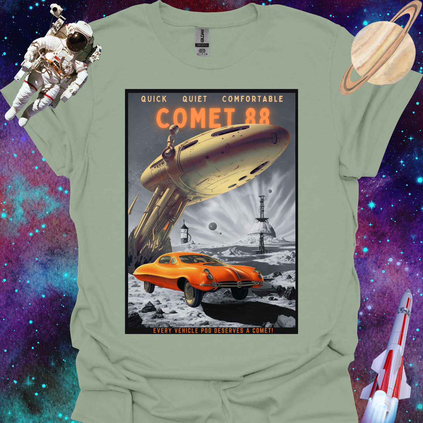 Comet 88 - Space Art Transport T Shirt