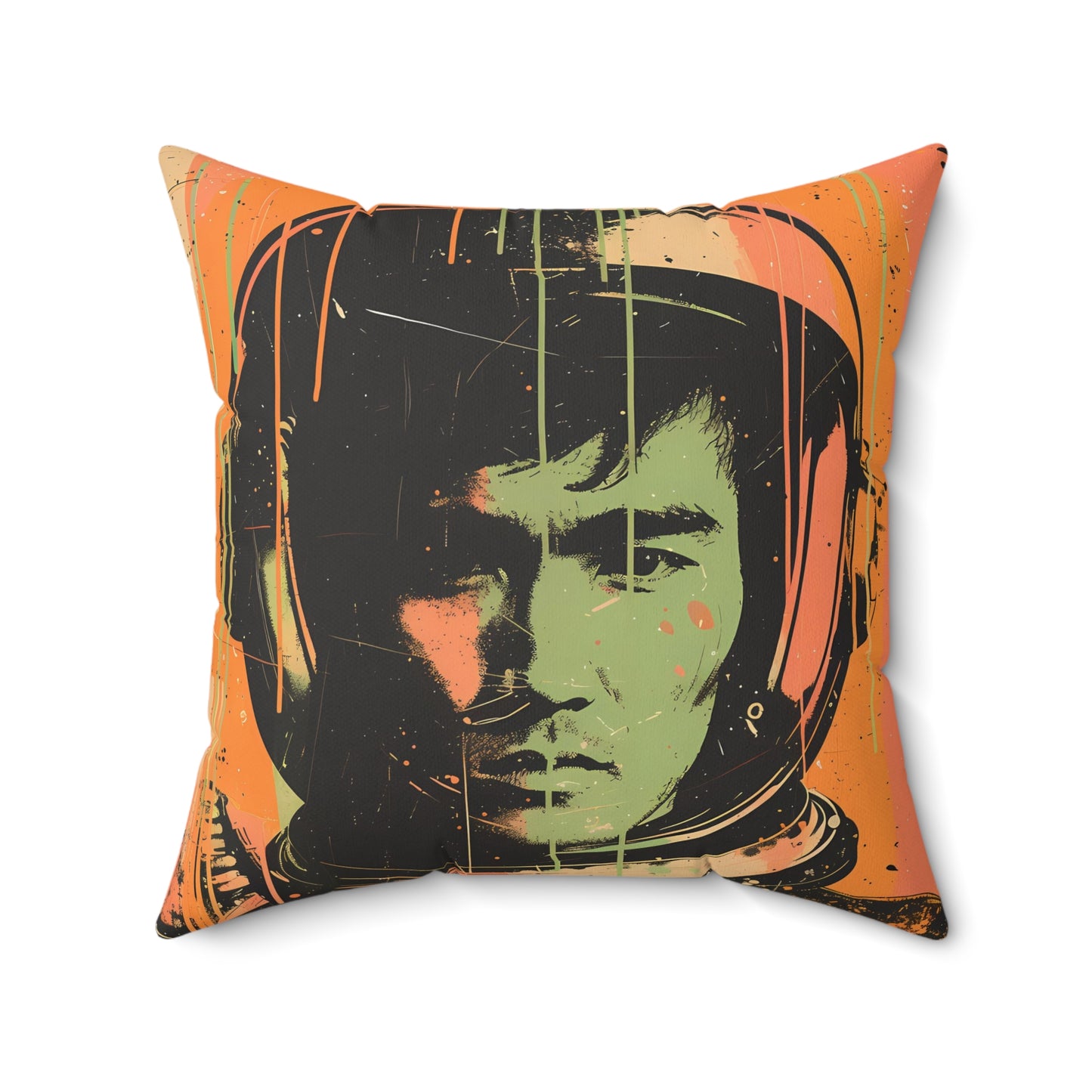 astro cadet space art faux suede pillow bruce lee