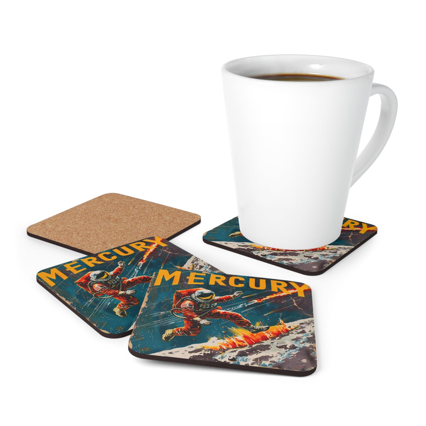 Cork Back Mercury Coasters (Set of 4)